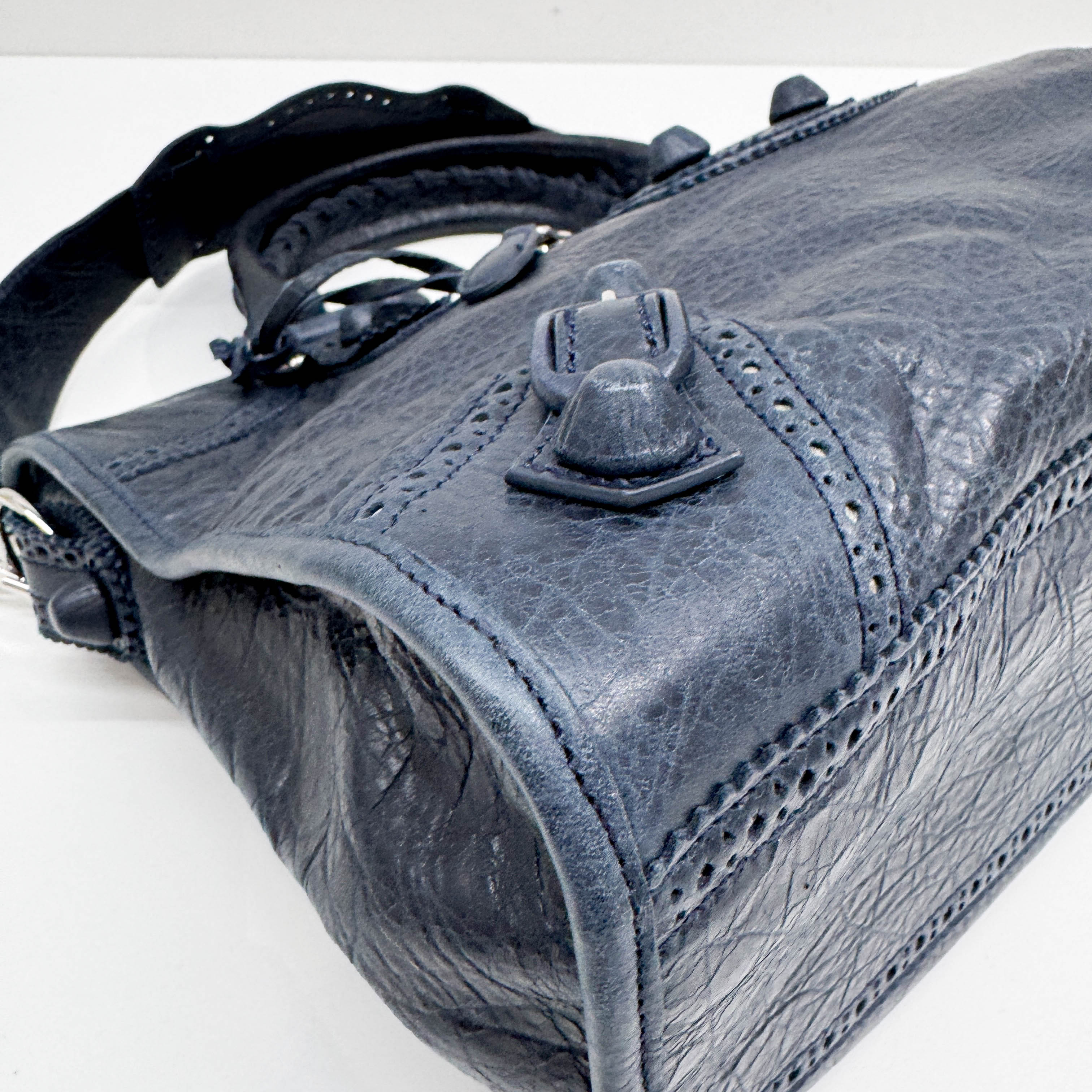The City Blue Leather Two Way Bag - Image 9
