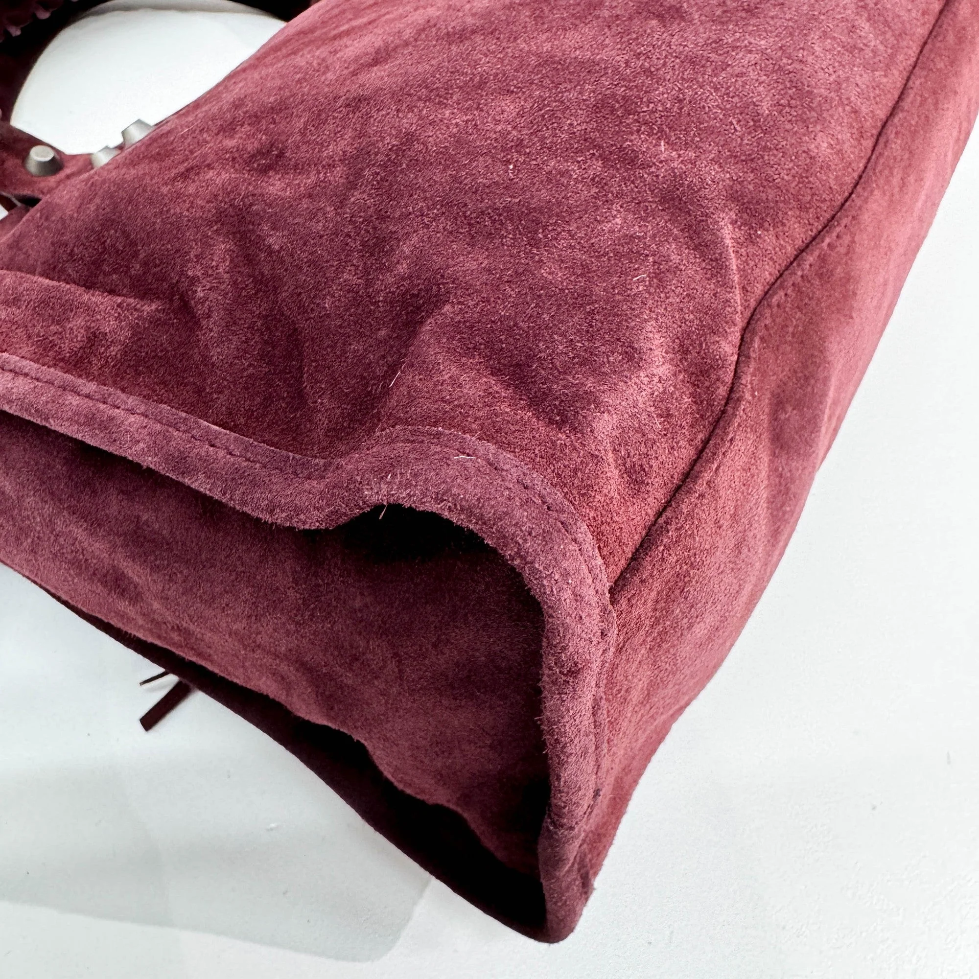 The City Bordeaux Suede Two Way Bag - Image 12