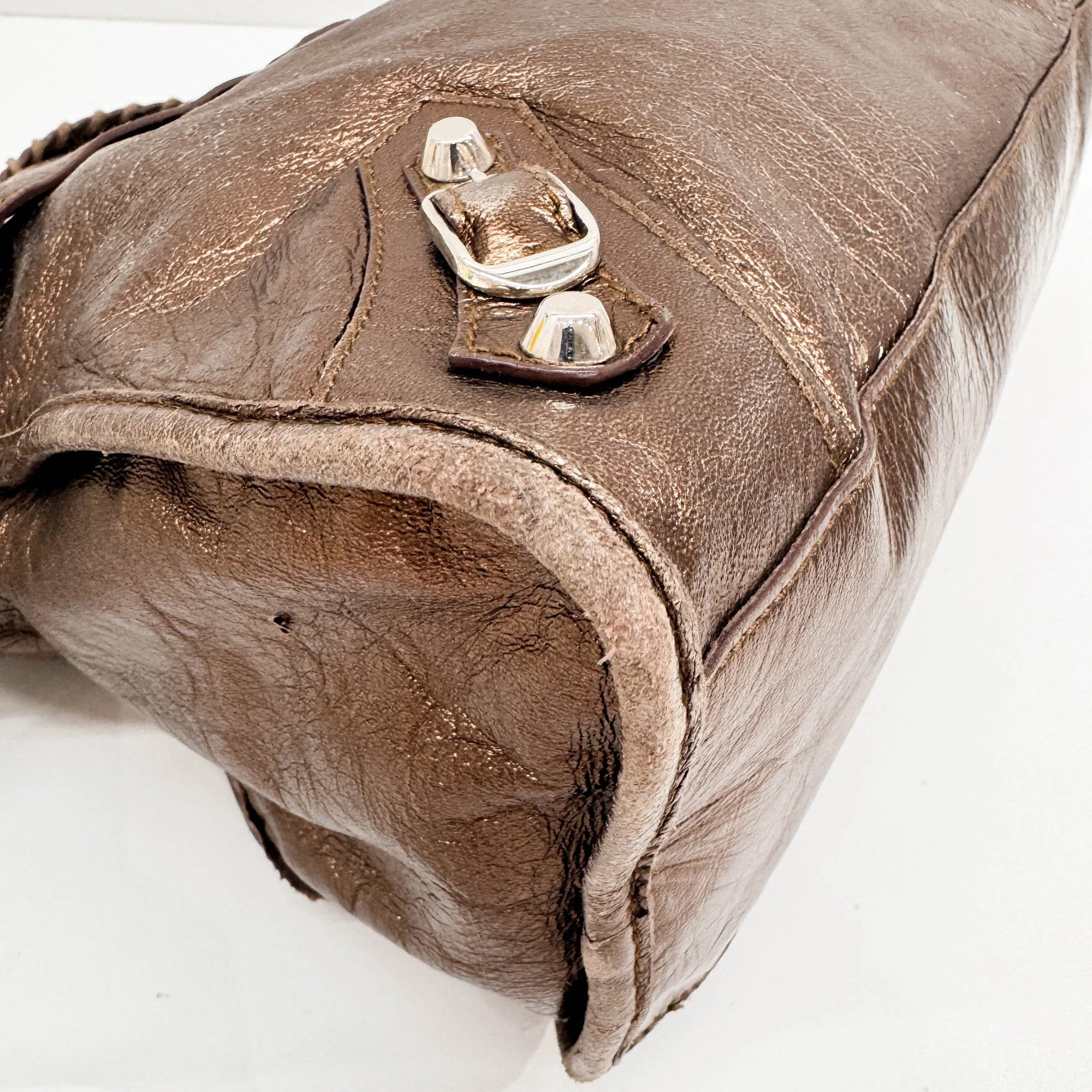 The City Bronze Metallic Leather Two Way Bag - Image 11