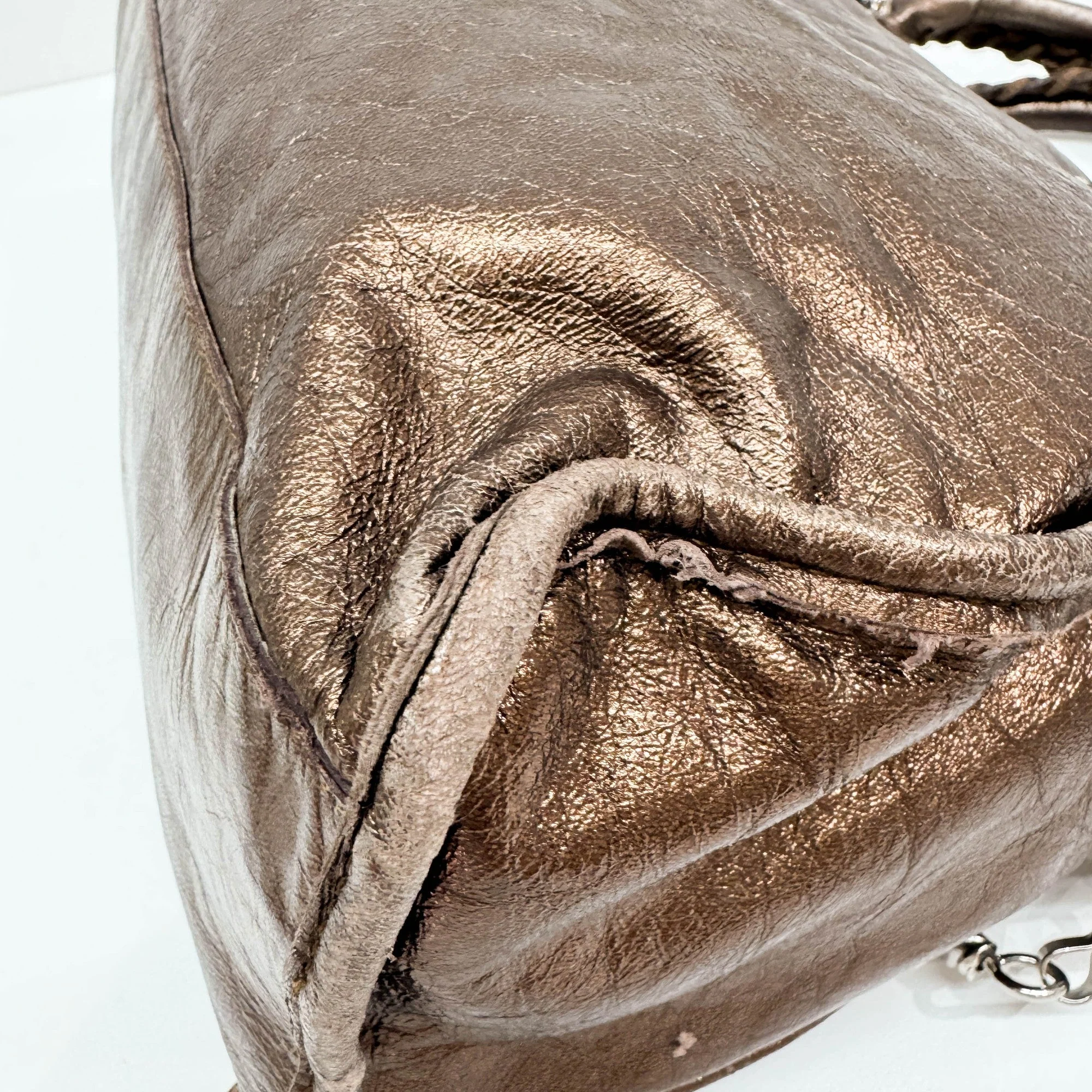The City Bronze Metallic Leather Two Way Bag - Image 12