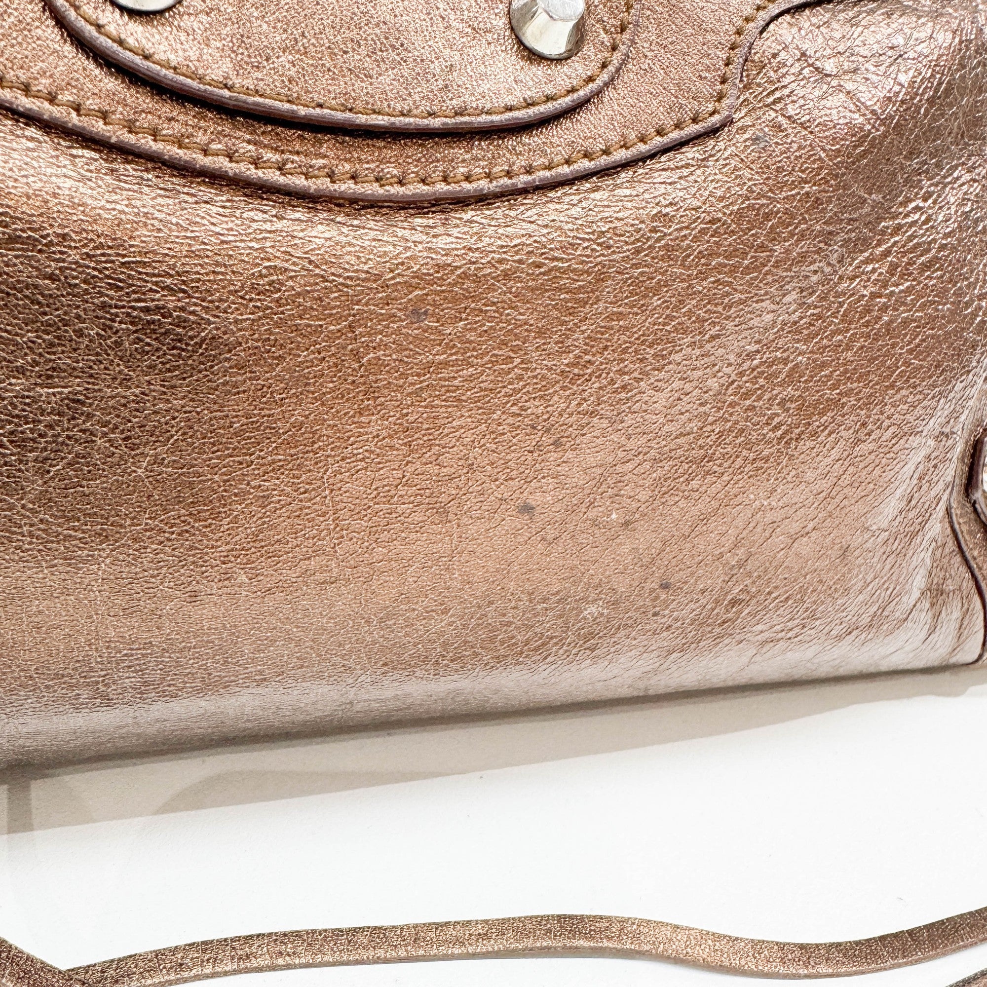 The City Bronze Metallic Leather Two Way Bag - Image 14