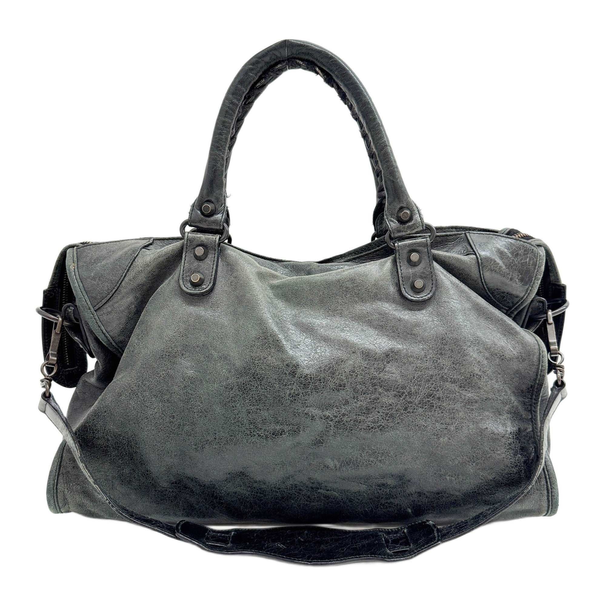 The City Deep Green Leather Two Way Bag - Image 2