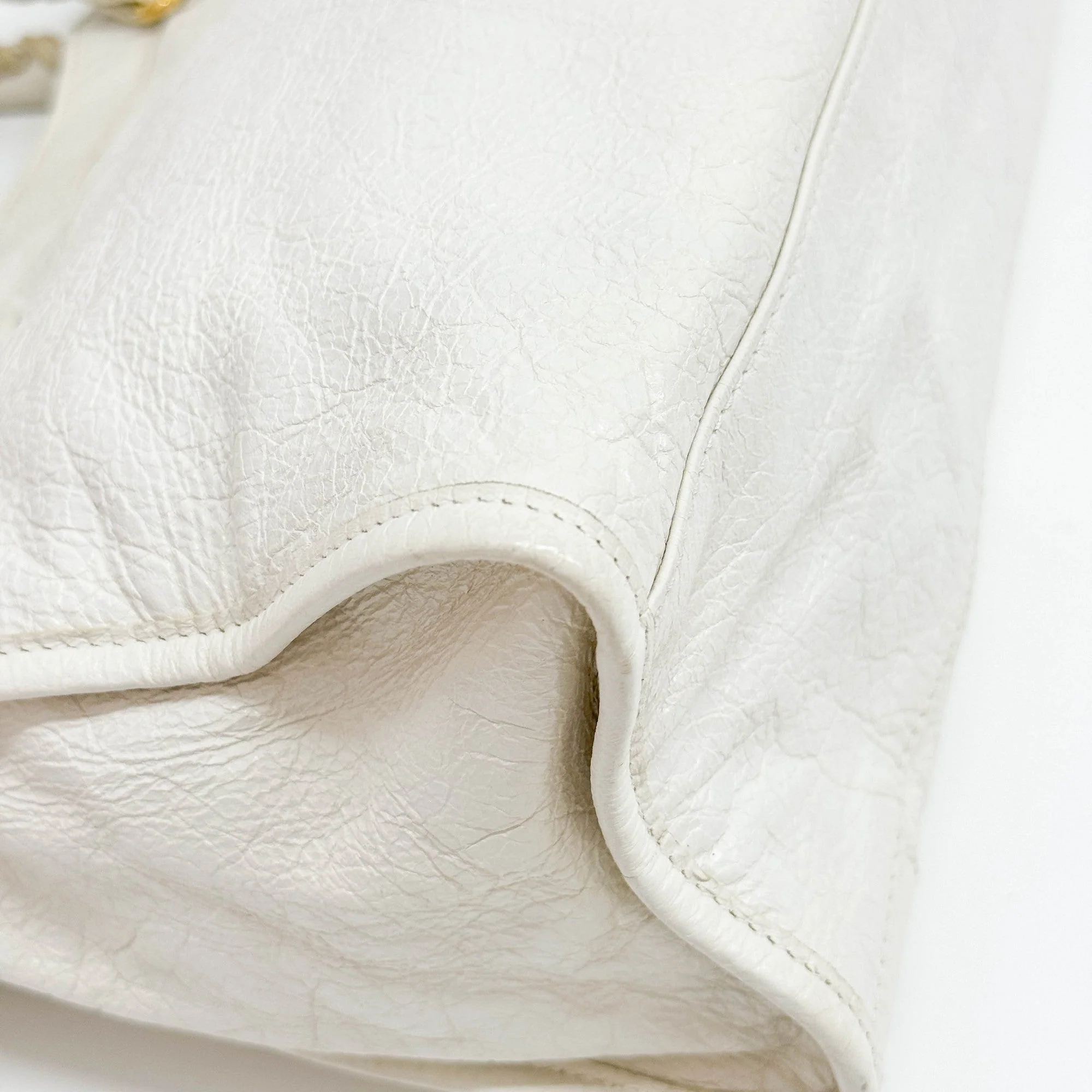 The City Eggshell White Leather Two Way Bag - Image 11