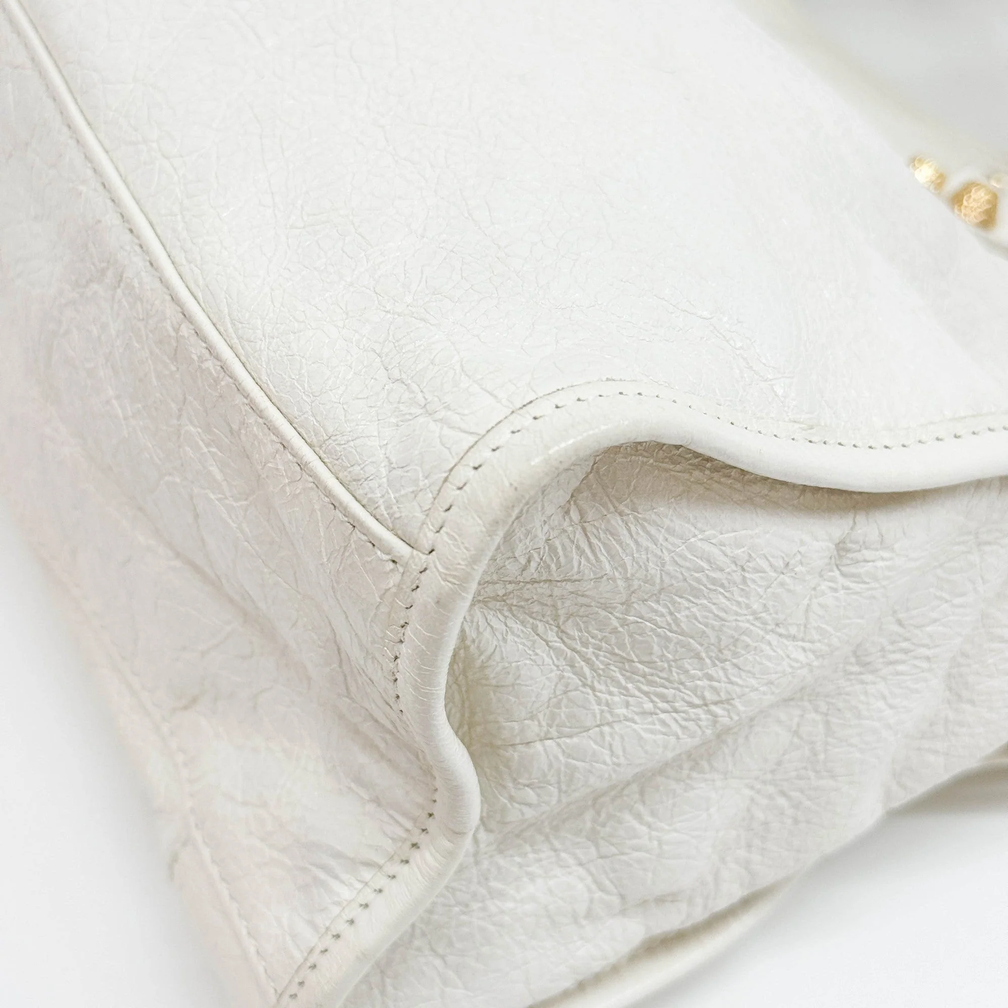 The City Eggshell White Leather Two Way Bag - Image 12