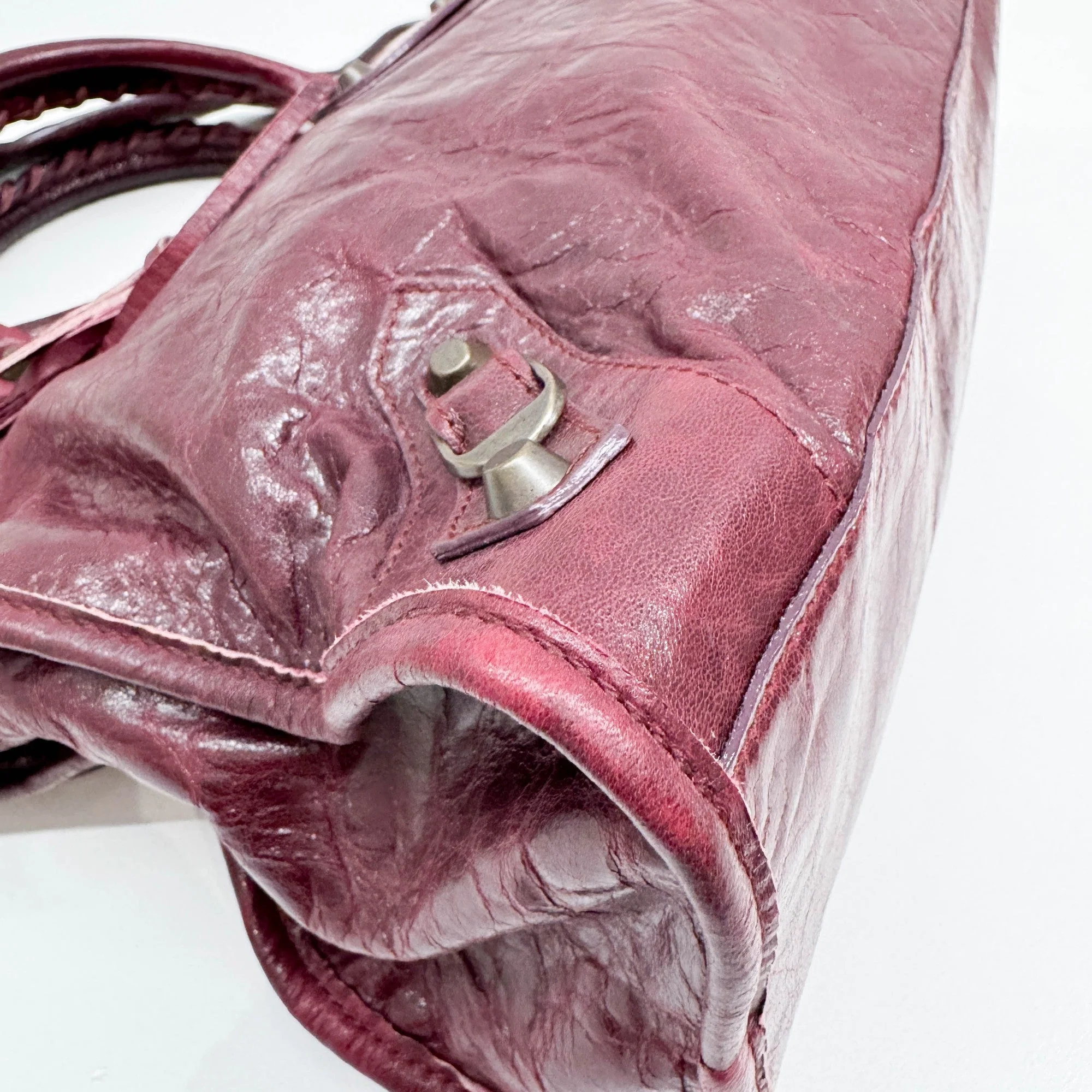 The City Grenat Red Leather Two Way Bag - Image 9