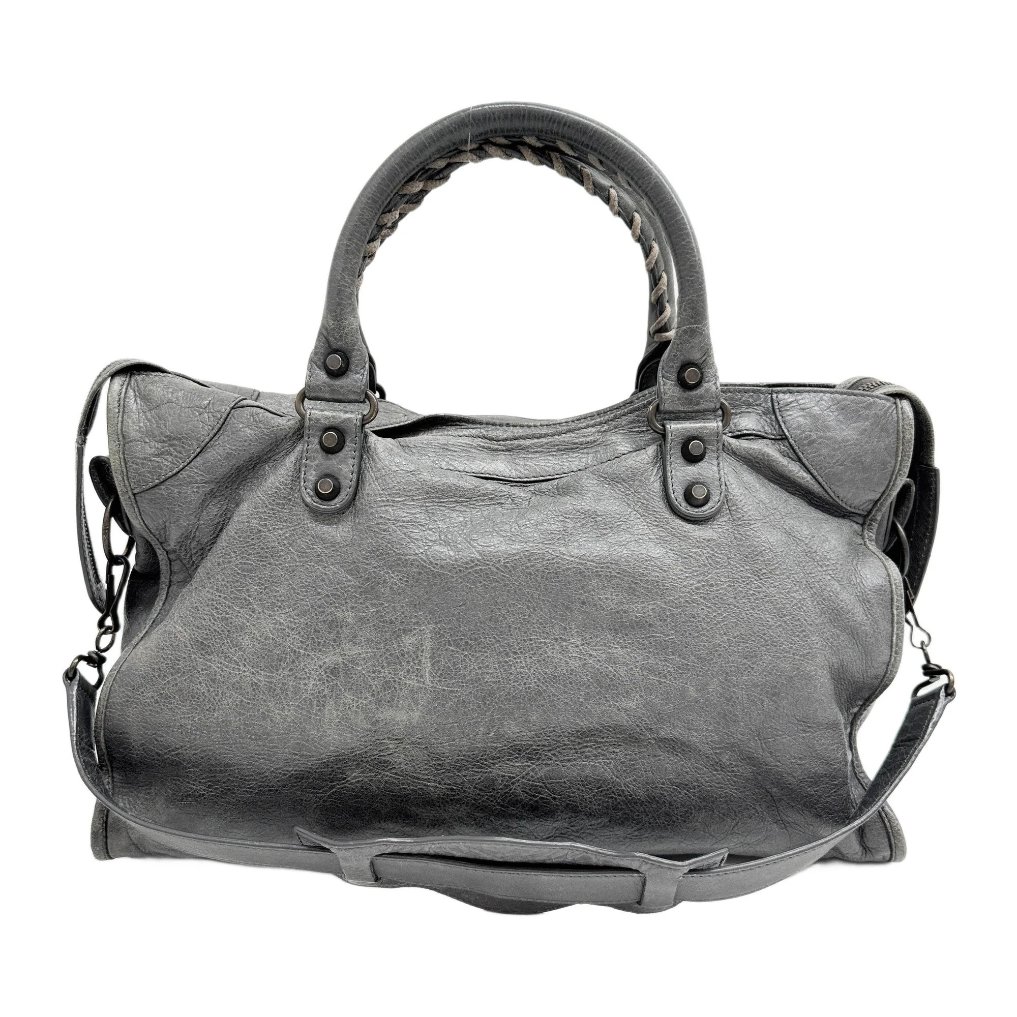The City Grey Leather Two Way Bag - Image 2