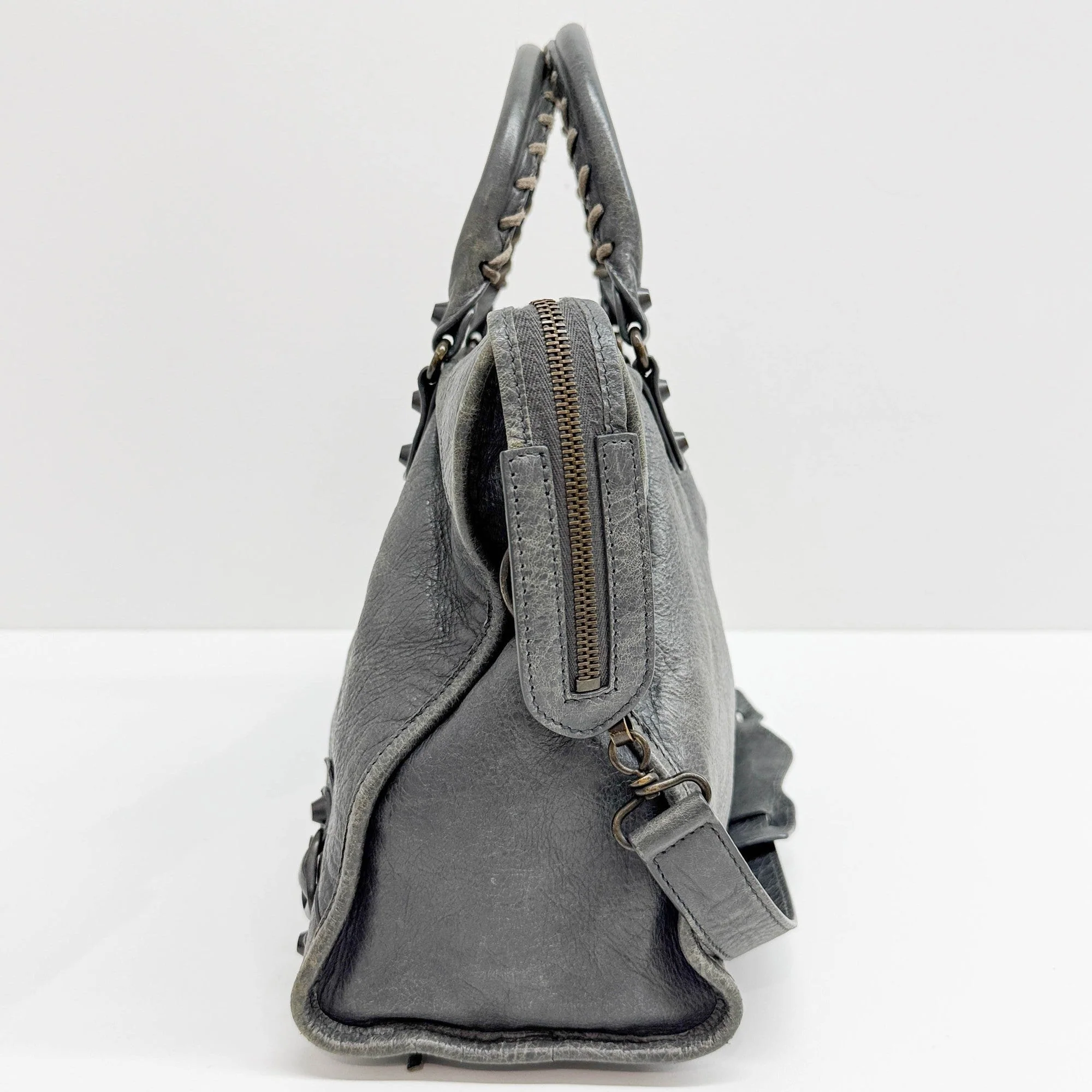 The City Grey Leather Two Way Bag - Image 5
