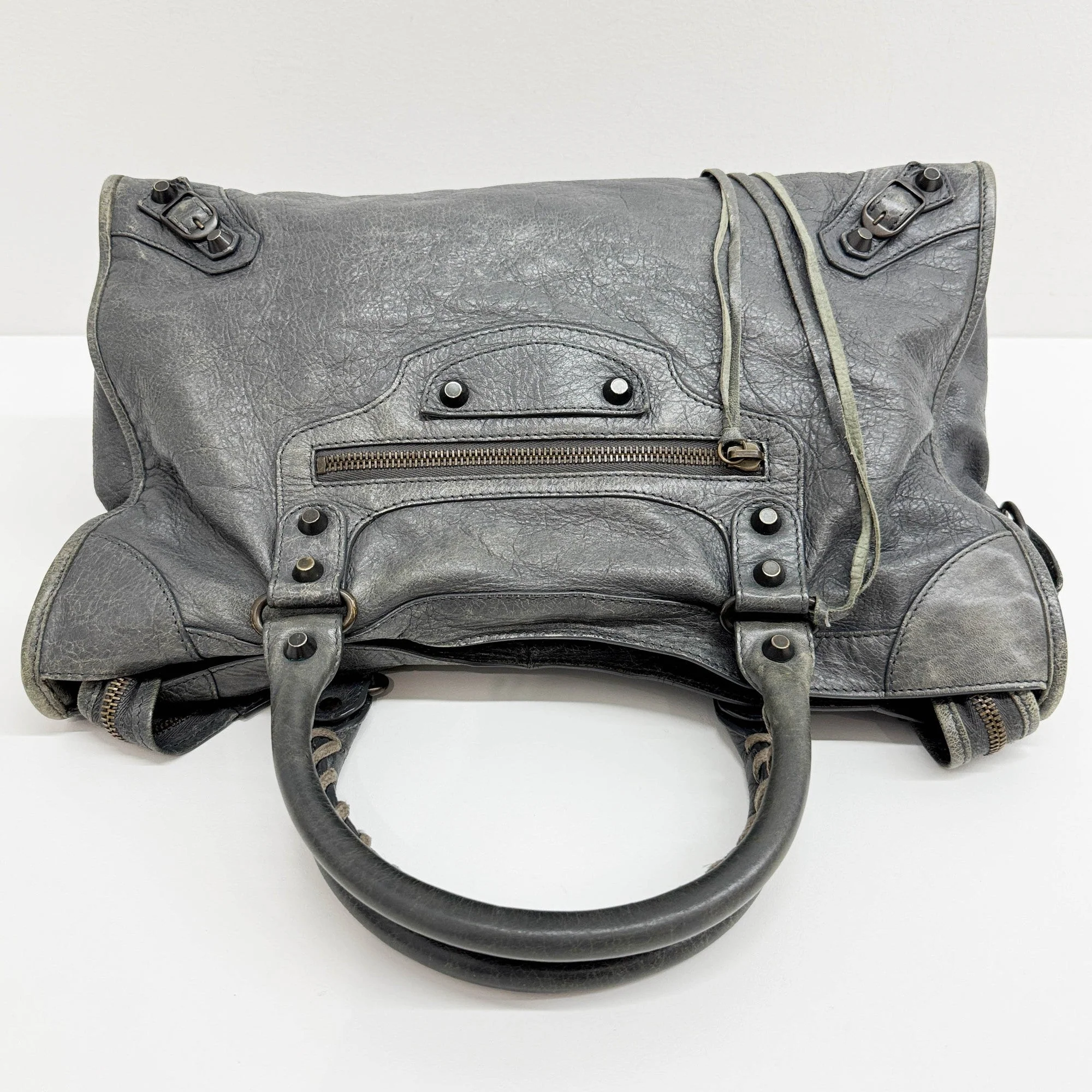 The City Grey Leather Two Way Bag - Image 6