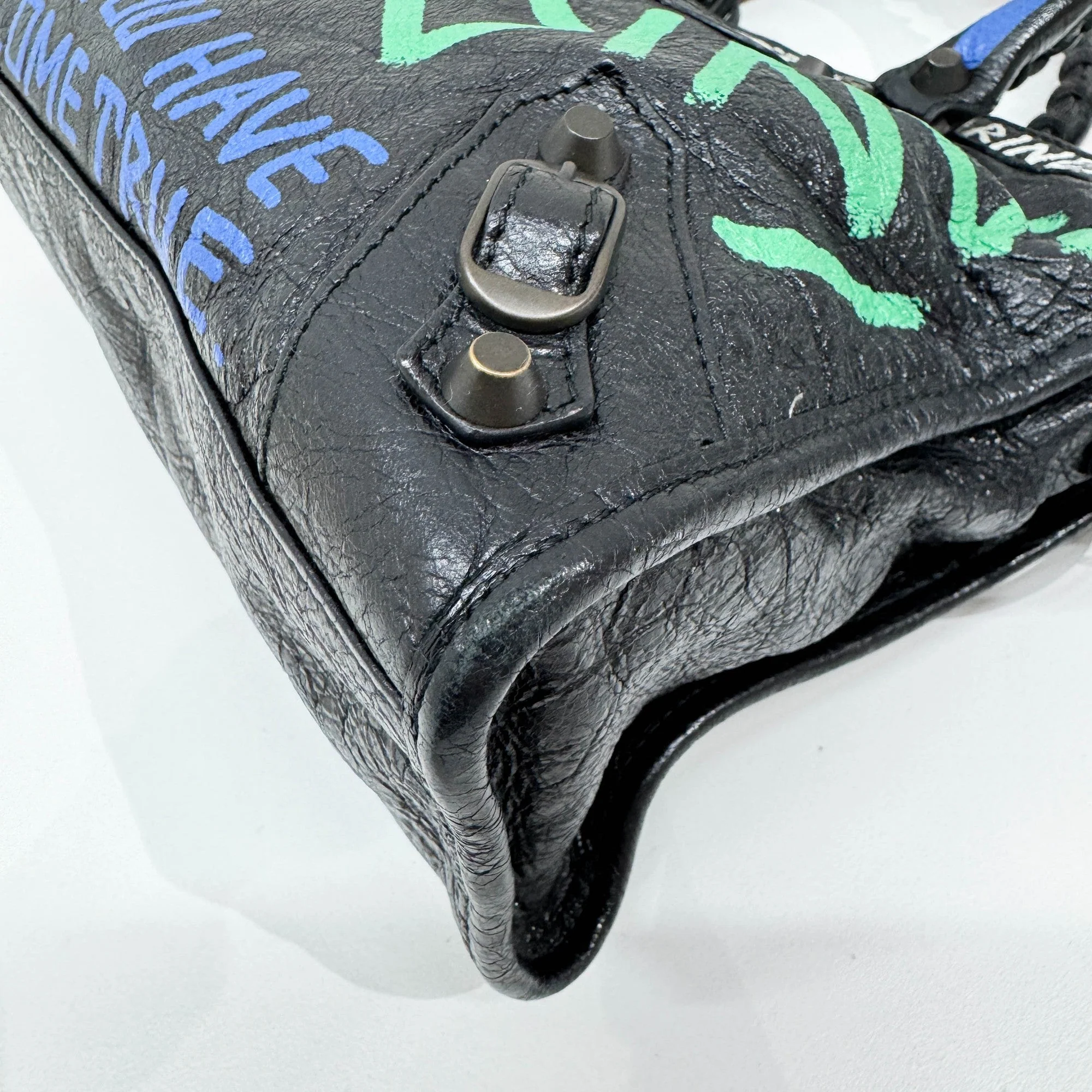 The City Motocross Classic Graffiti Black Leather Two-Way Bag - Image 10