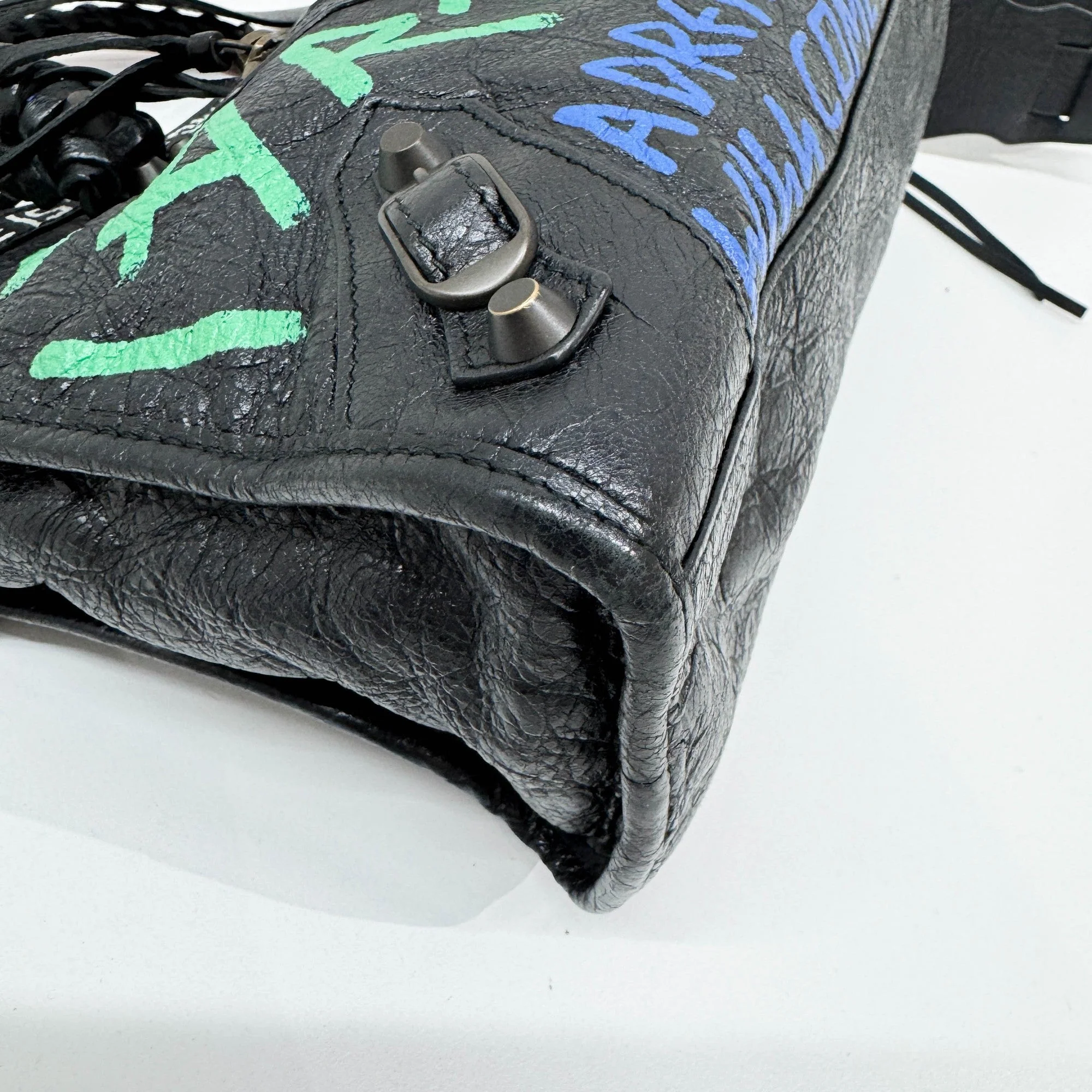 The City Motocross Classic Graffiti Black Leather Two-Way Bag - Image 11