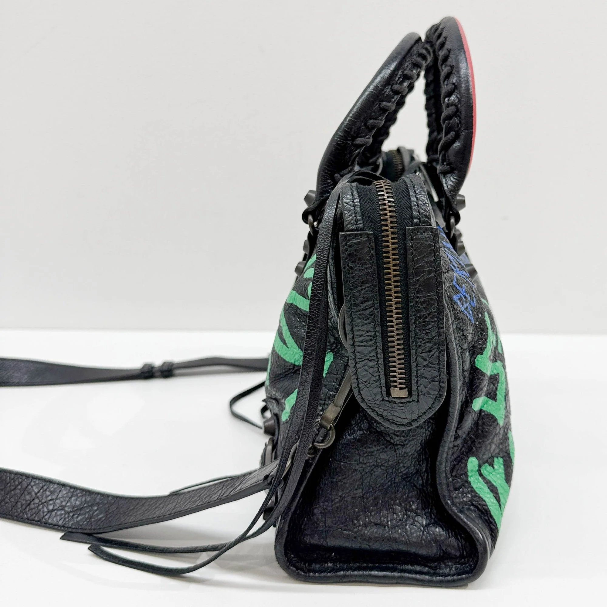 The City Motocross Classic Graffiti Black Leather Two-Way Bag - Image 6