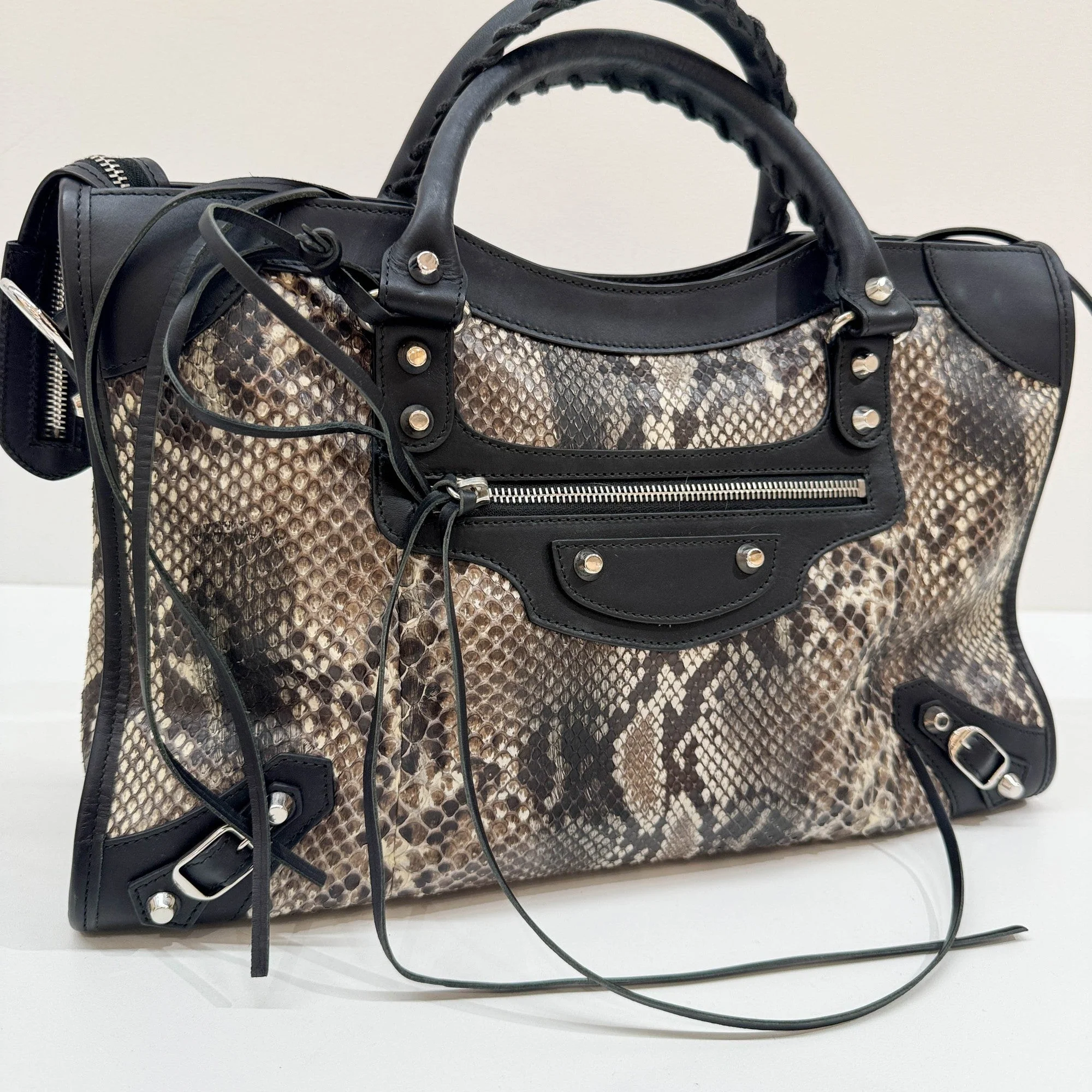 The City Multicolor Python Embossed Leather Two Way Bag - Image 14