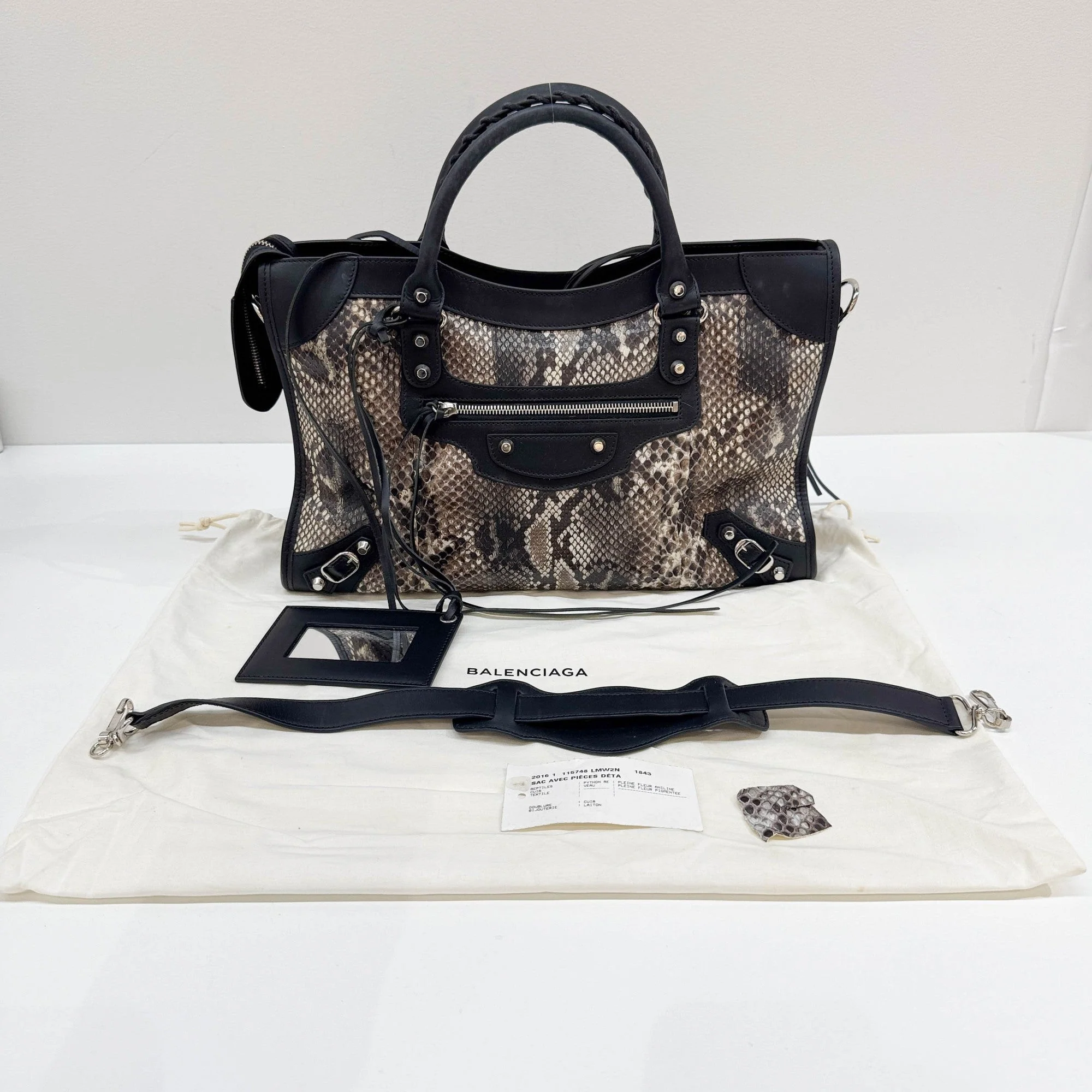 The City Multicolor Python Embossed Leather Two Way Bag - Image 4