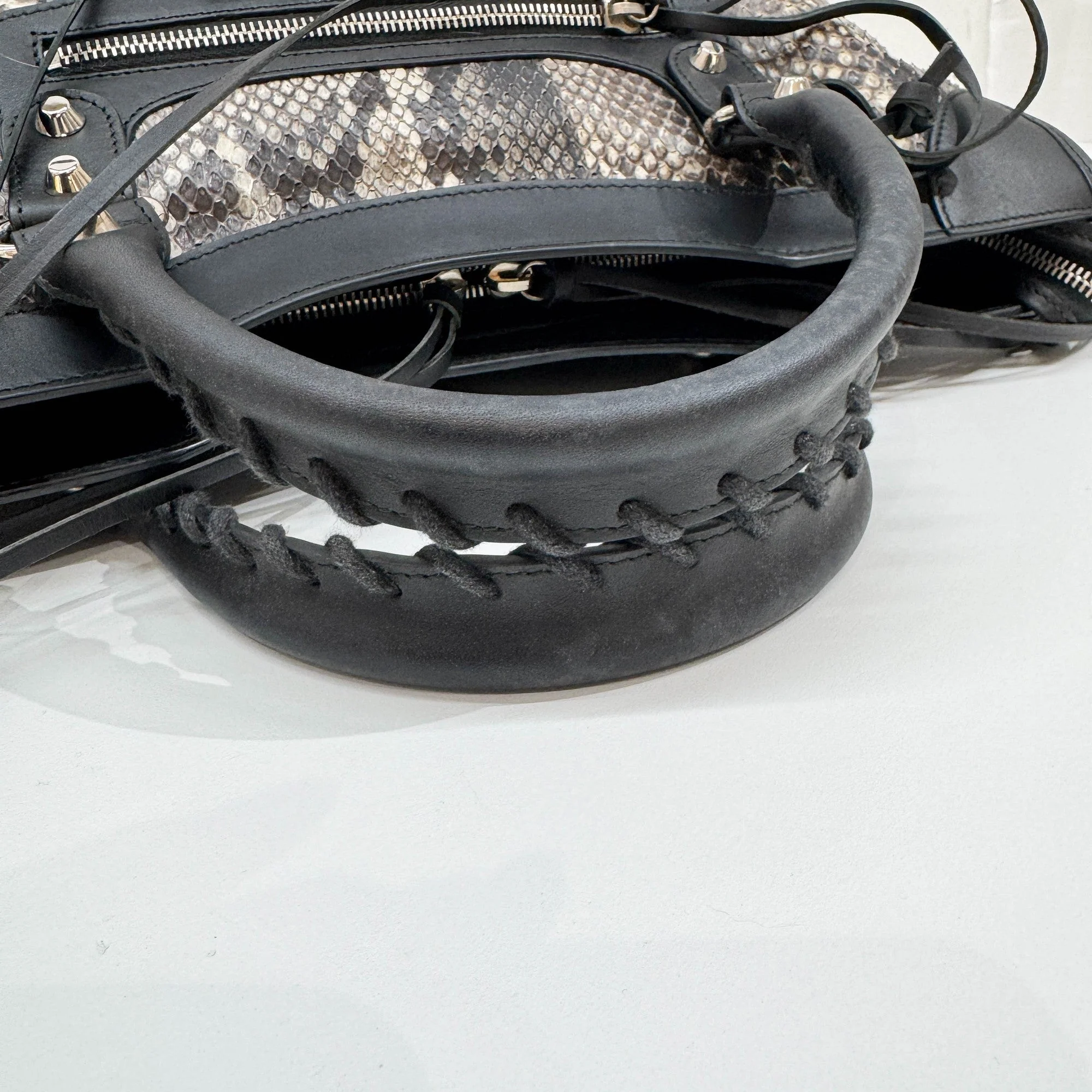 The City Multicolor Python Embossed Leather Two Way Bag - Image 9