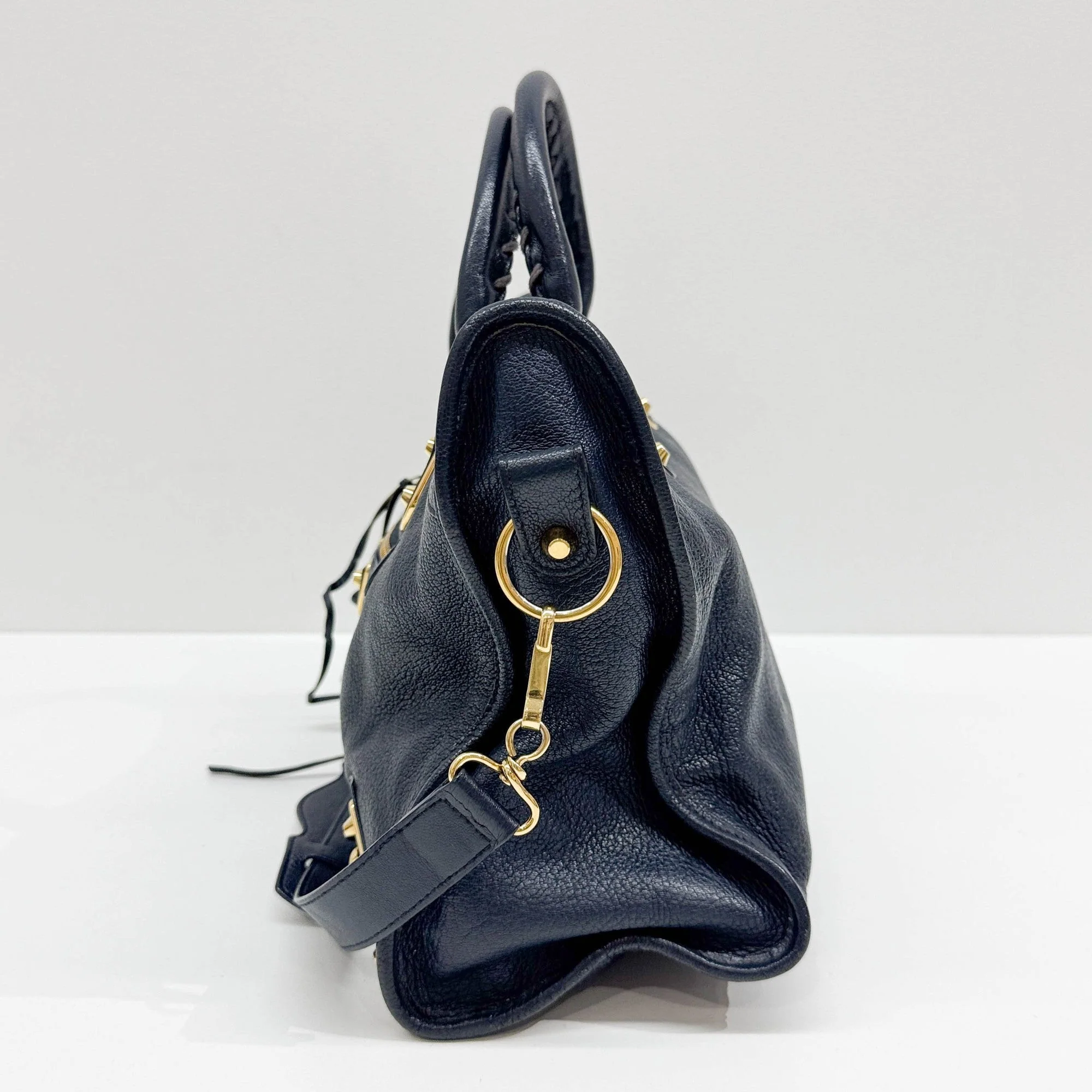 The City Navy Leather Two Way Bag - Image 4
