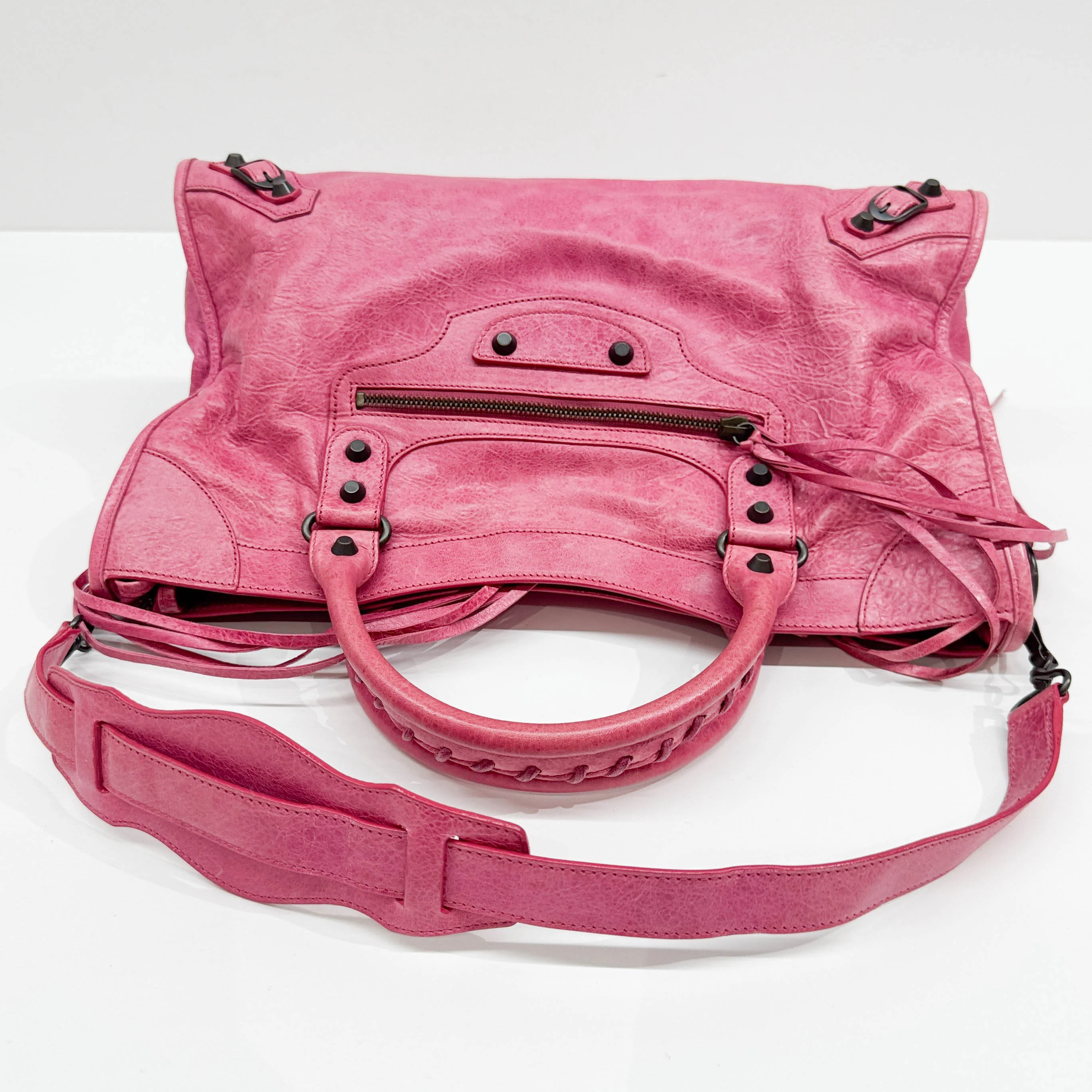 The City Pink Leather Two Way Bag - Image 7