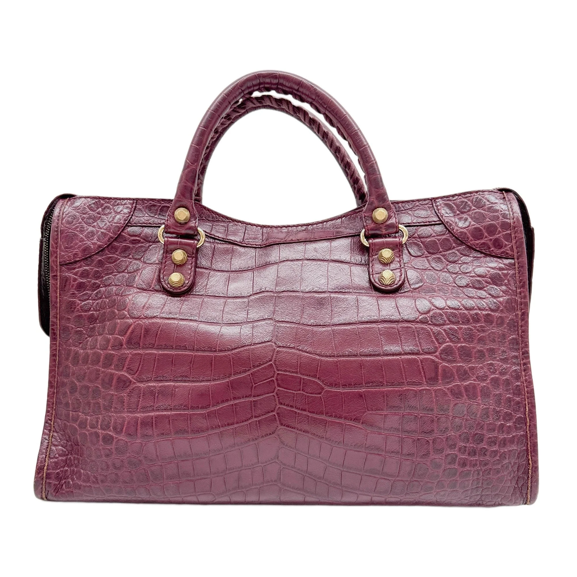 The City Plum Purple Python Embossed Leather Two Way Bag - Image 2