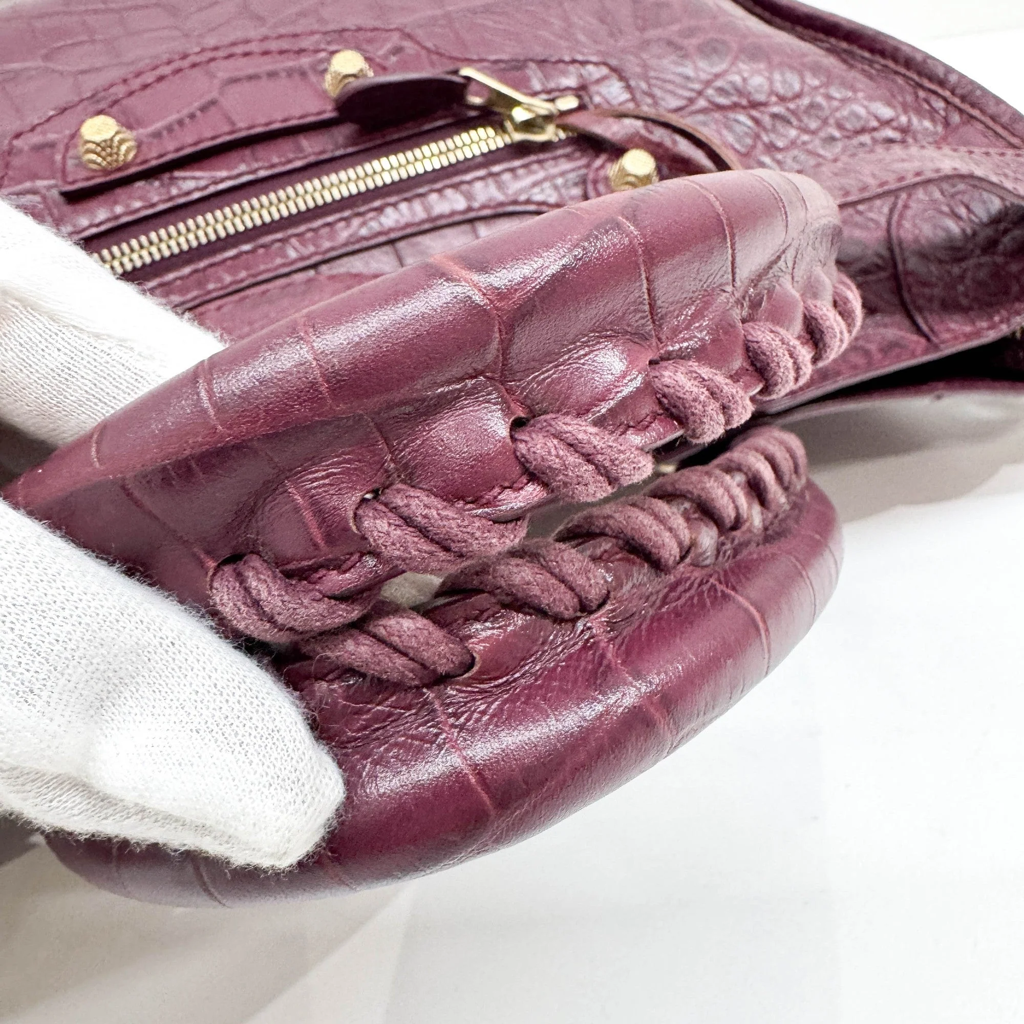 The City Plum Purple Python Embossed Leather Two Way Bag - Image 9