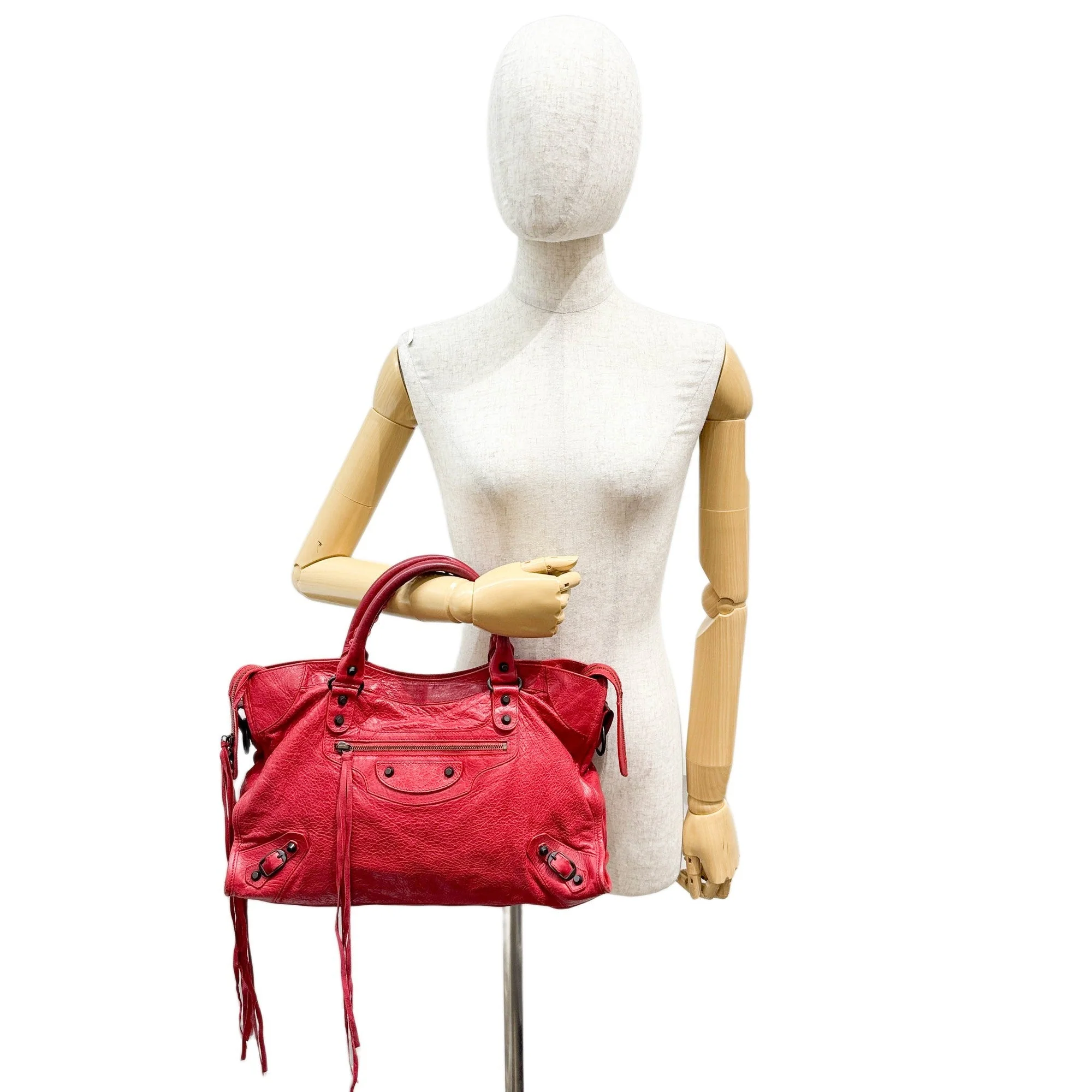 The City Red Leather Two Way Bag - Image 3