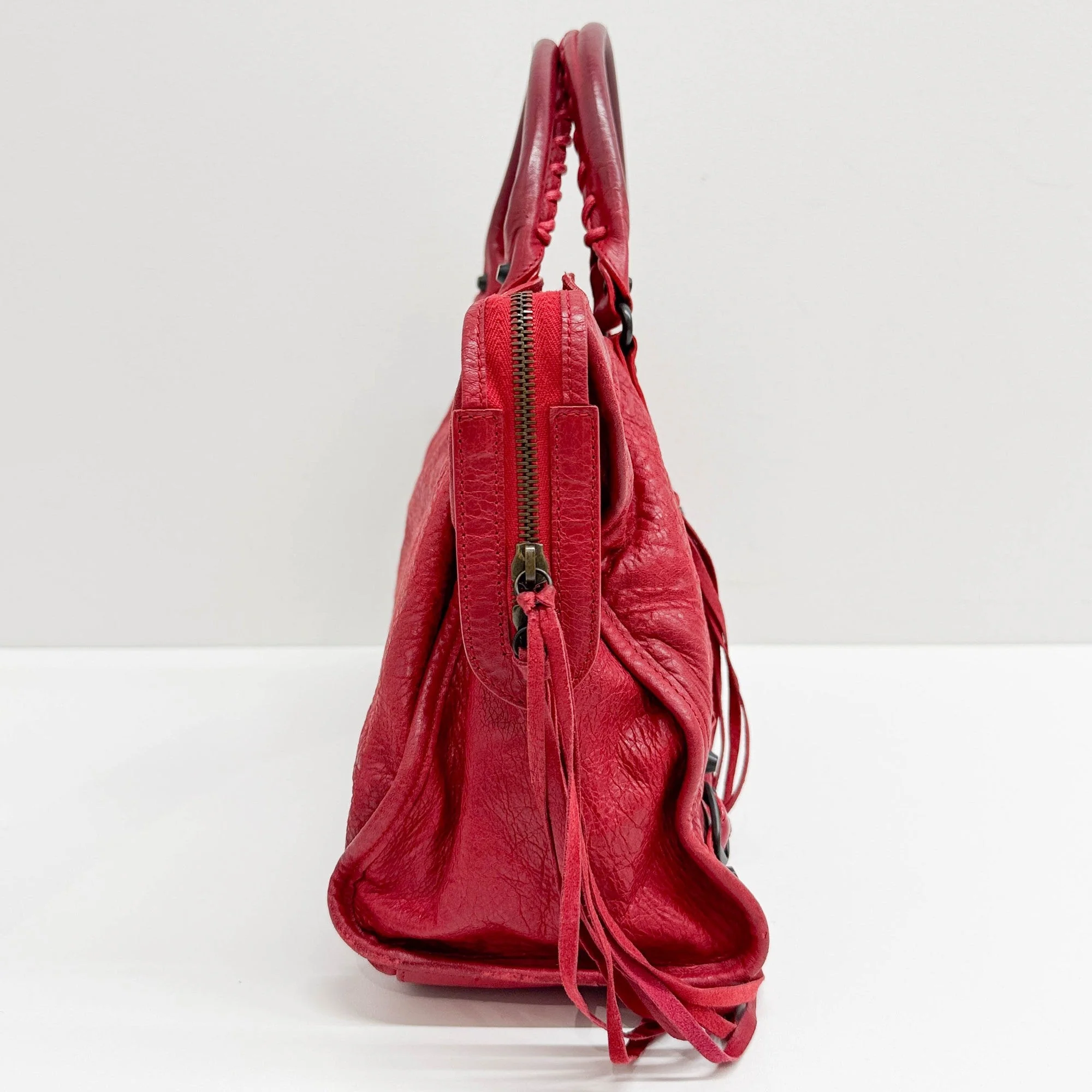The City Red Leather Two Way Bag - Image 5