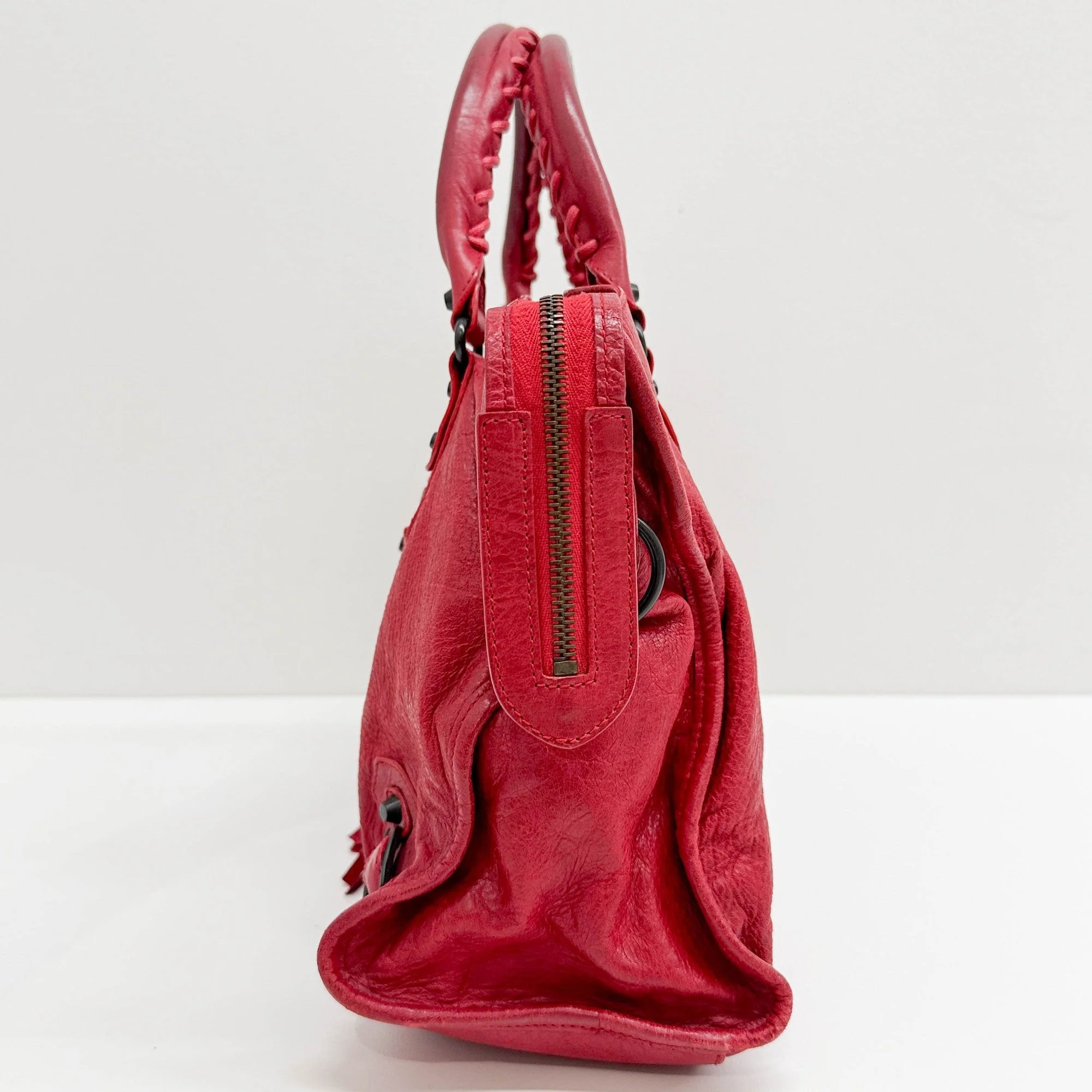 The City Red Leather Two Way Bag - Image 6
