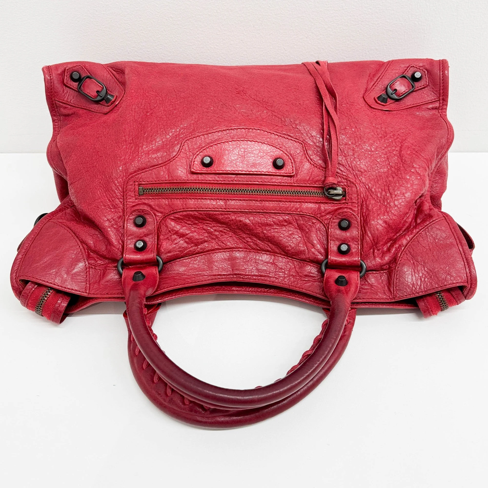 The City Red Leather Two Way Bag - Image 7