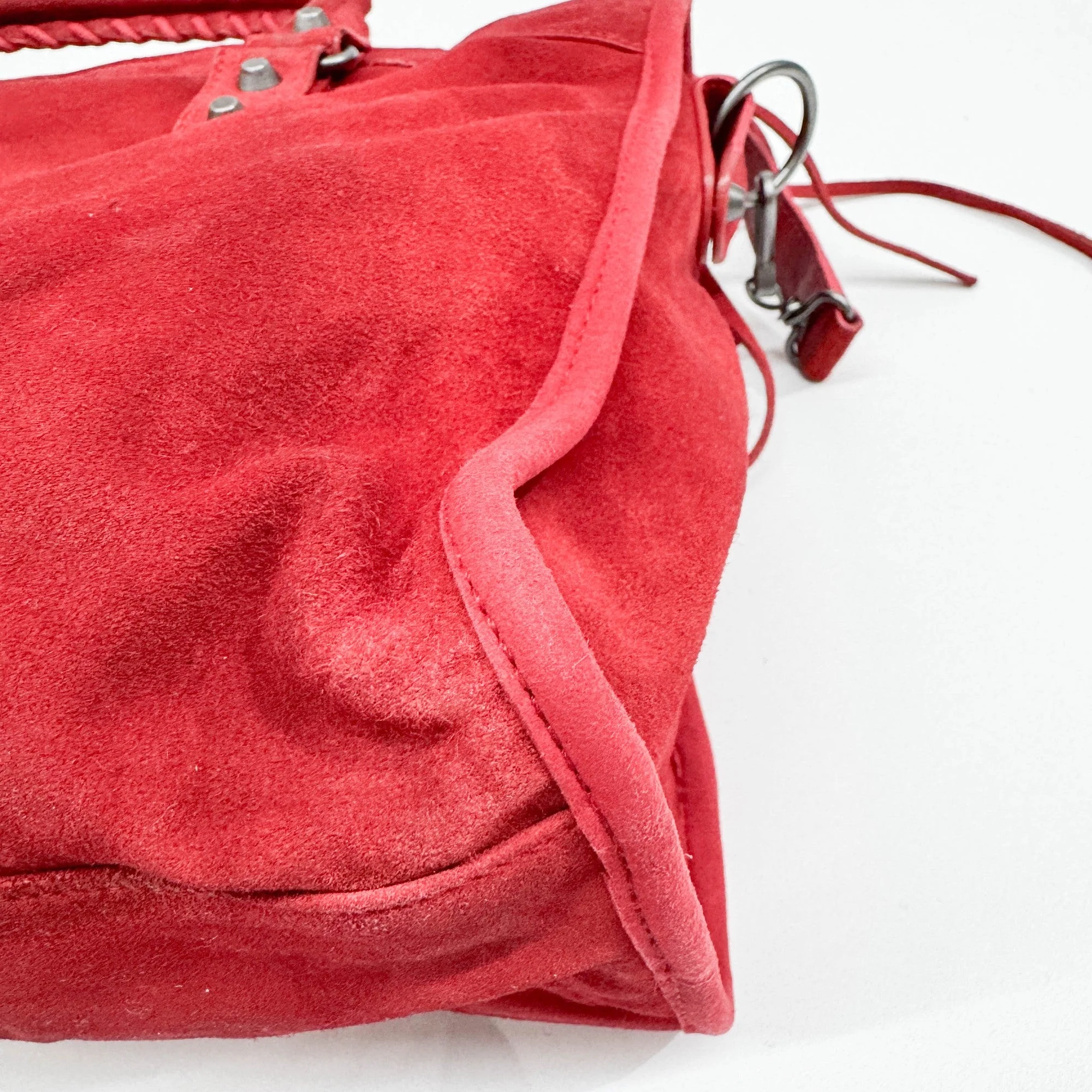 The City Red Suede Two Way Bag - Image 11
