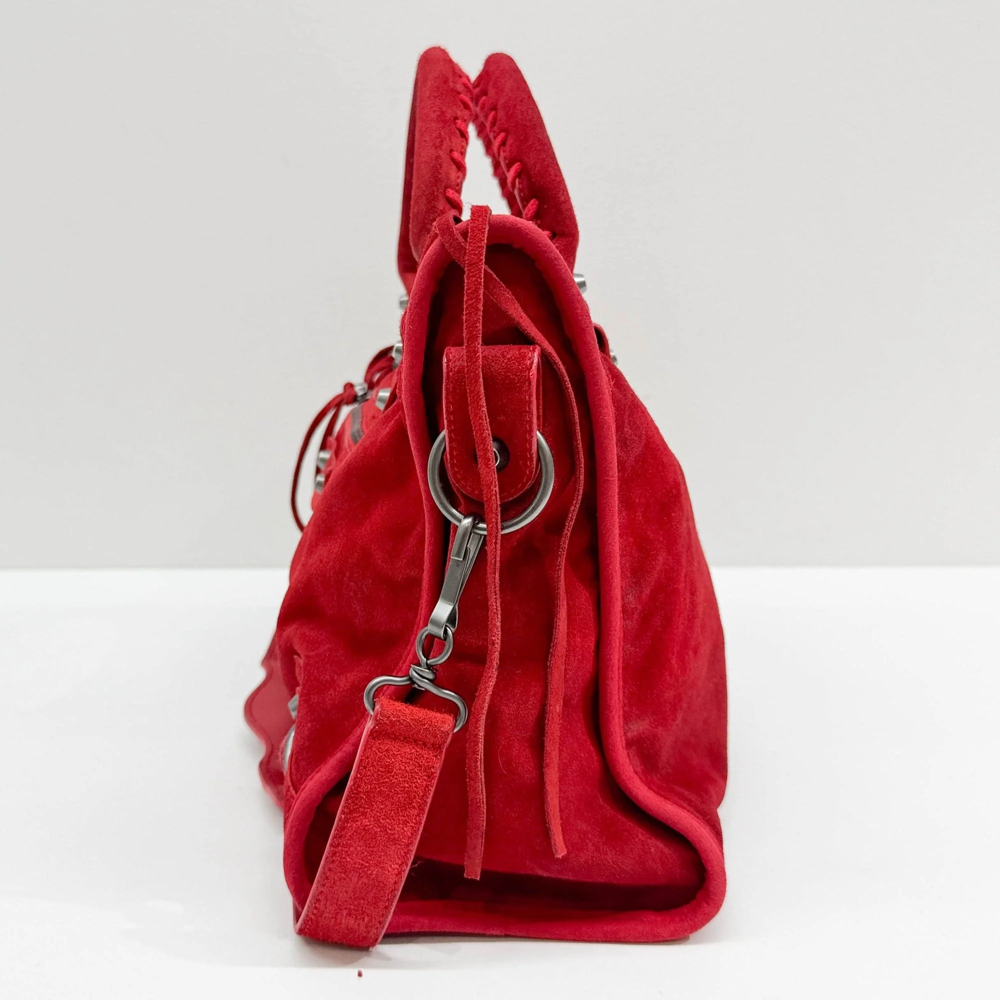 The City Red Suede Two Way Bag - Image 5