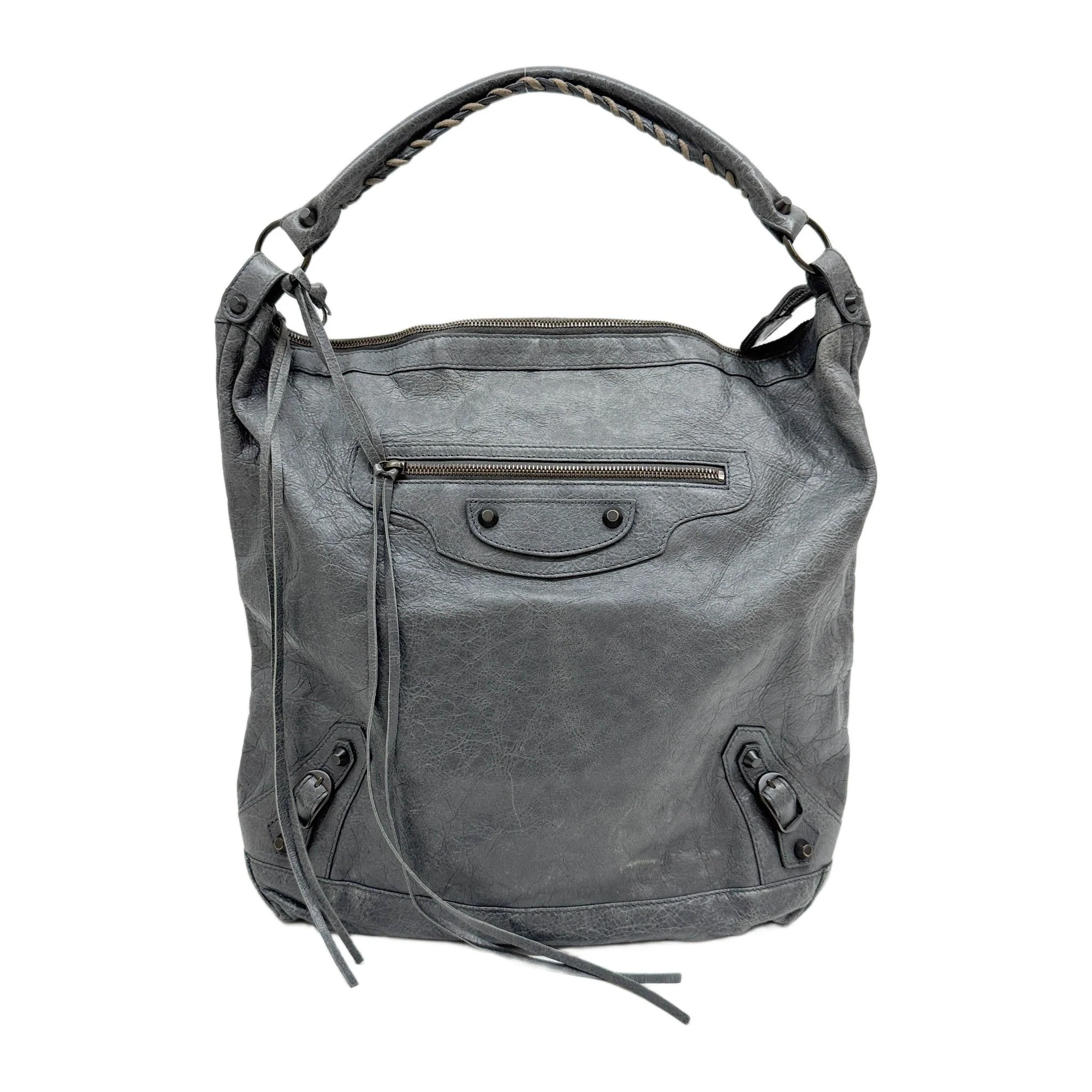 The Day Grey Lambskin Leather Hobo Shoulder Bag