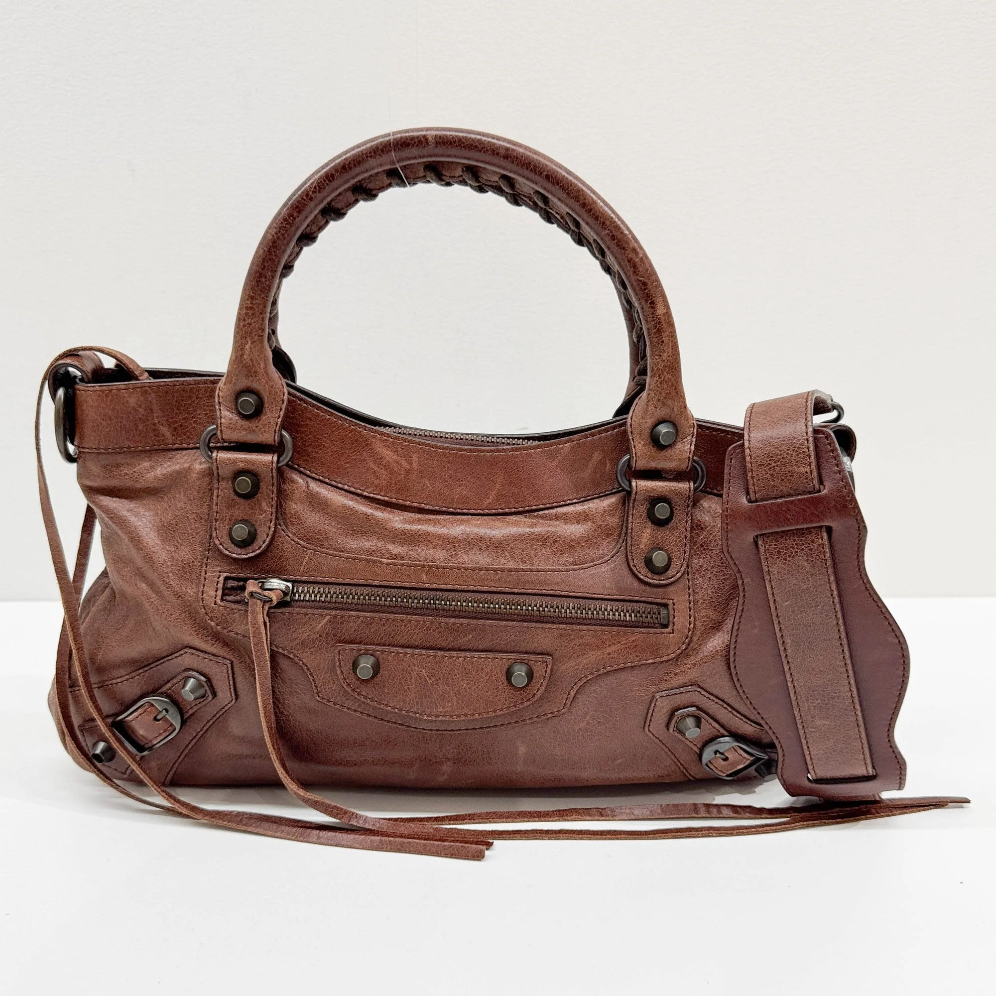 The First Brown Leather Two Way Bag - Image 5
