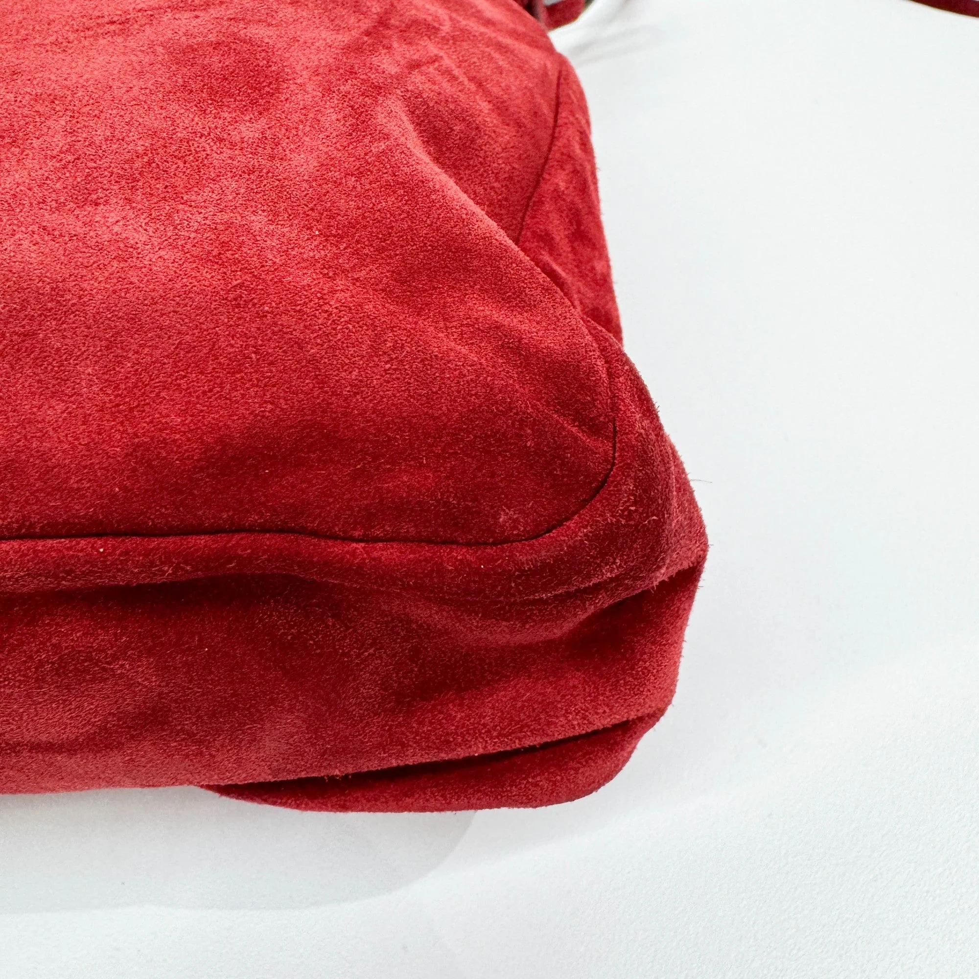 The First Ruby Red Suede Two Way Bag - Image 11