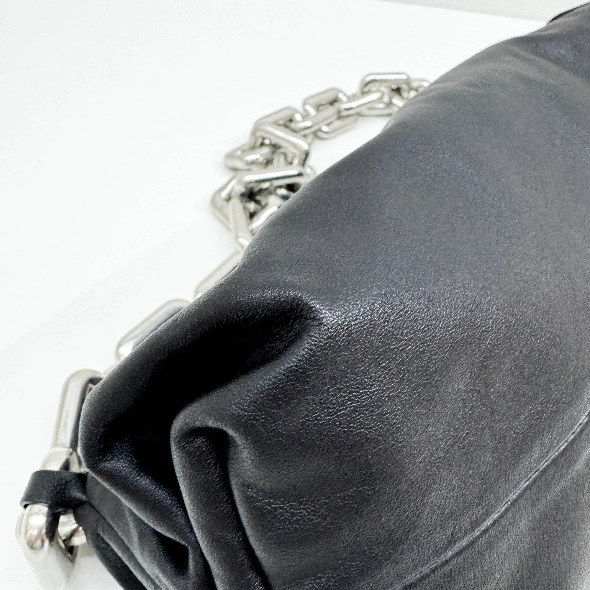 The Pouch Metal Chain Strap Black Leather Shoulder Bag - Image 9