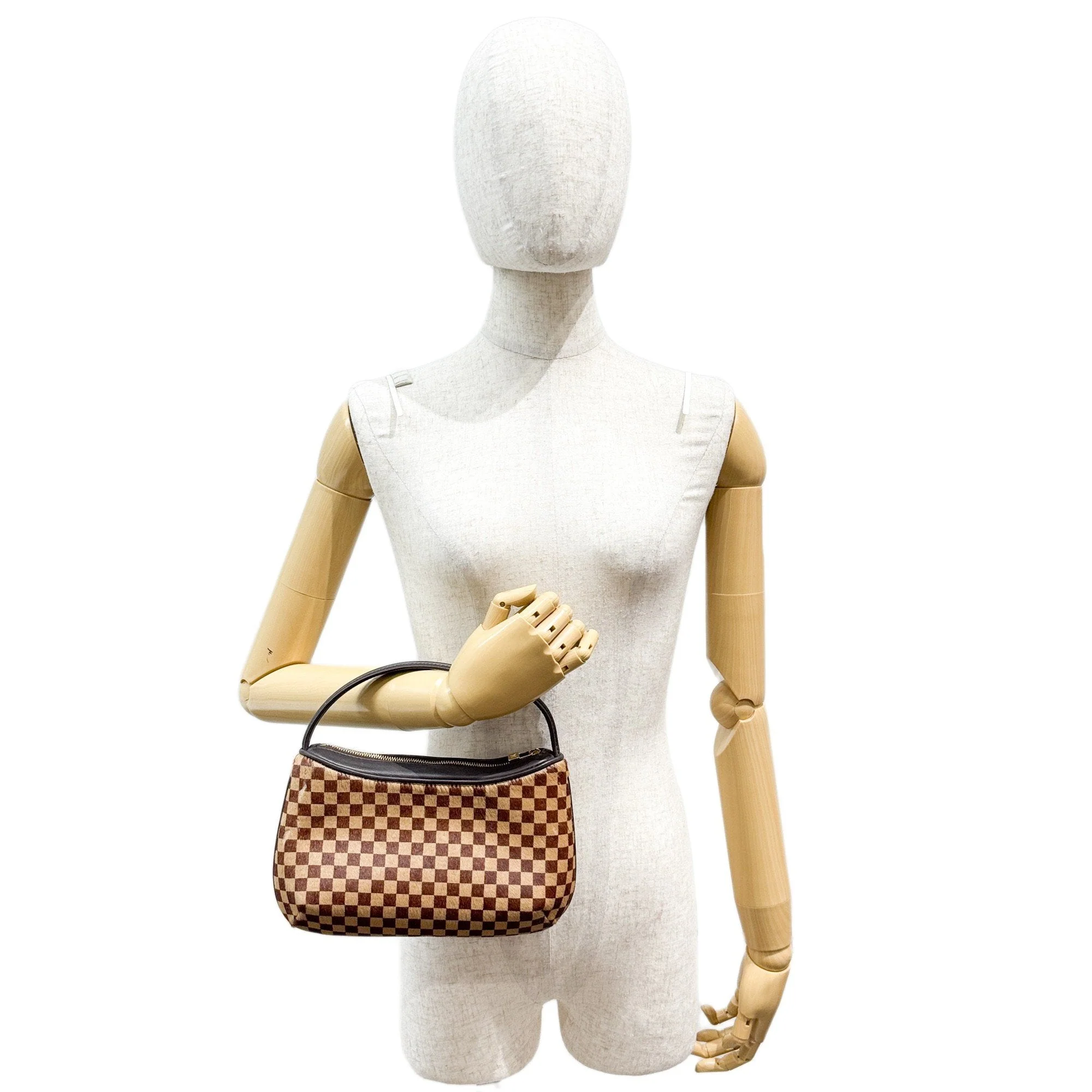 Tiger Sauvage Brown Damier Pony Hair Shoulder Bag - Image 3