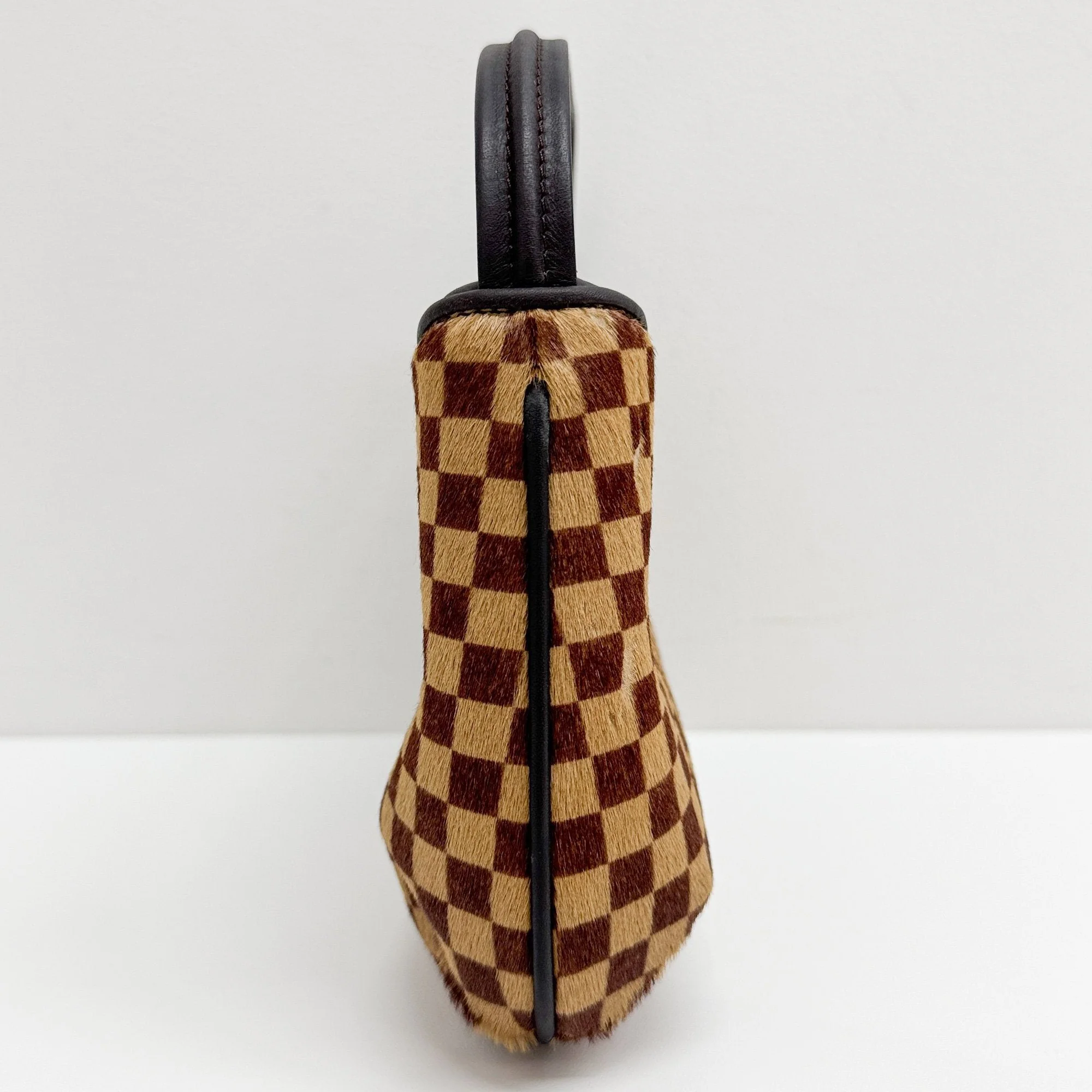 Tiger Sauvage Brown Damier Pony Hair Shoulder Bag - Image 4