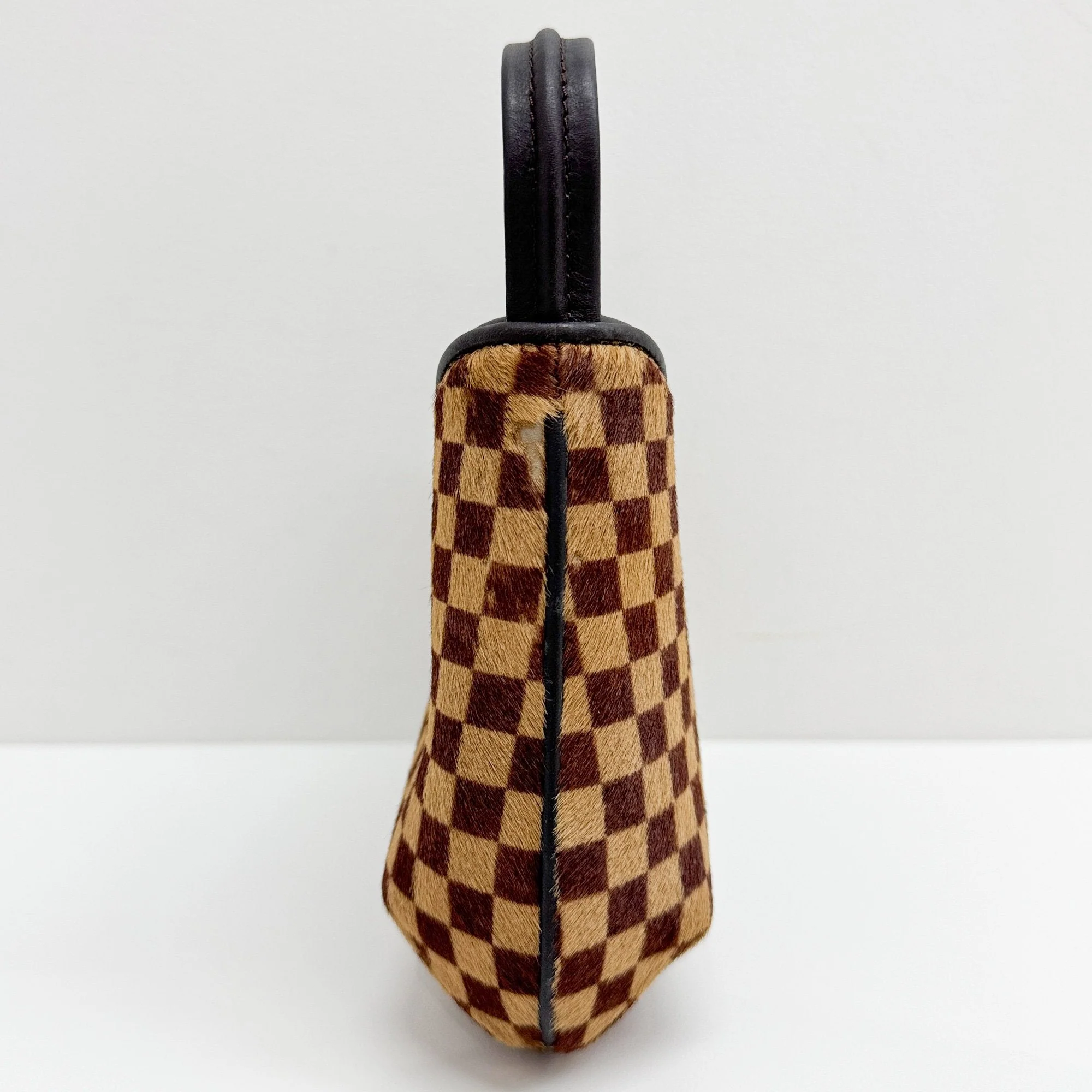 Tiger Sauvage Brown Damier Pony Hair Shoulder Bag - Image 5