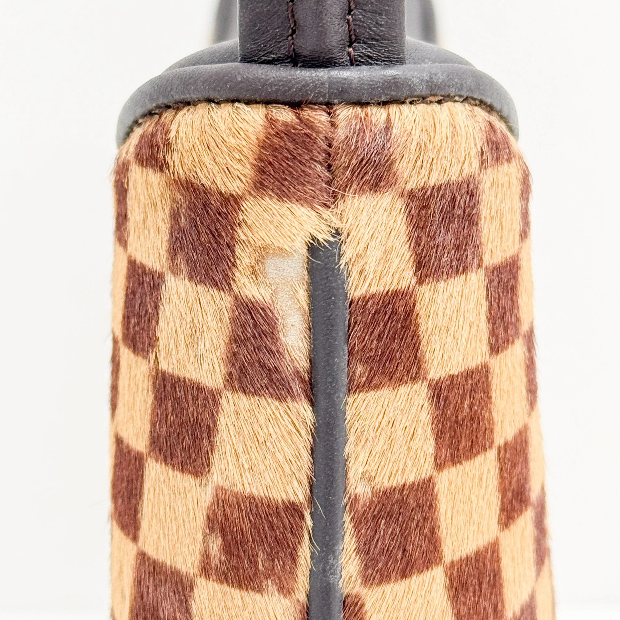 Tiger Sauvage Brown Damier Pony Hair Shoulder Bag - Image 6