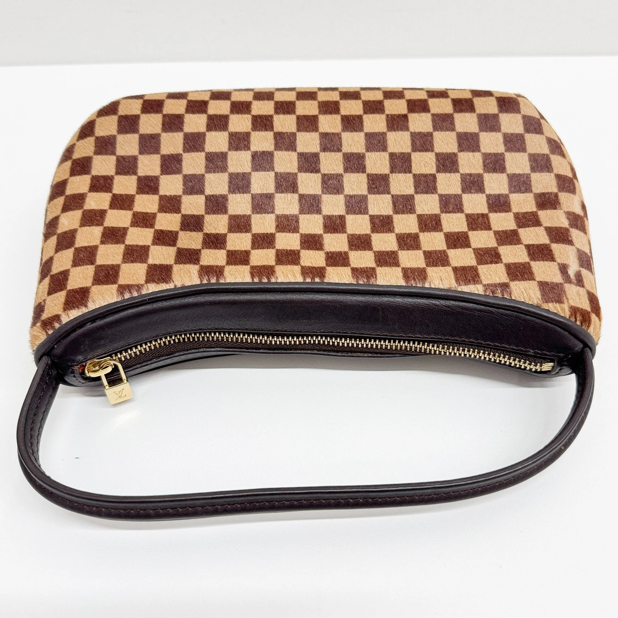 Tiger Sauvage Brown Damier Pony Hair Shoulder Bag - Image 7