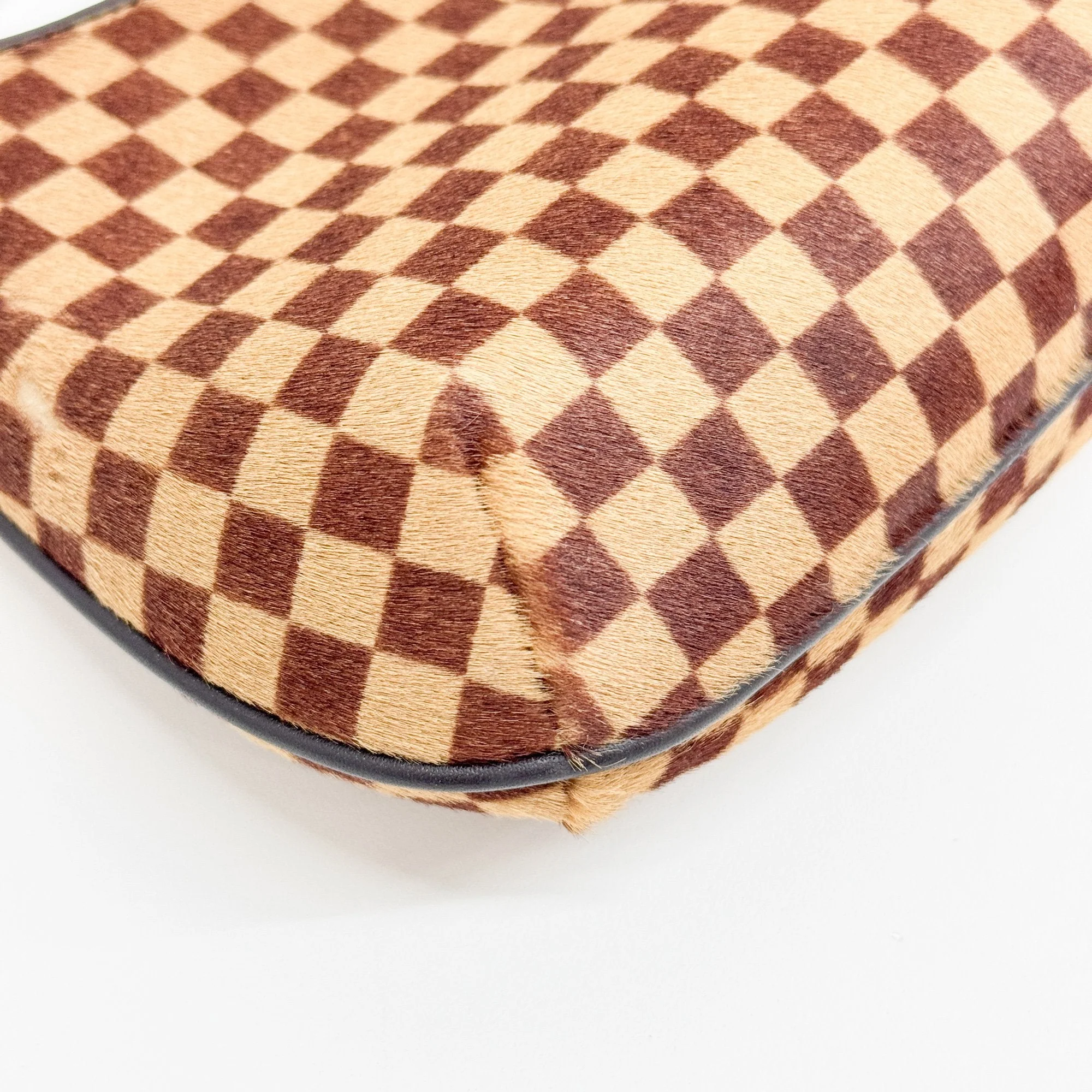 Tiger Sauvage Brown Damier Pony Hair Shoulder Bag - Image 9