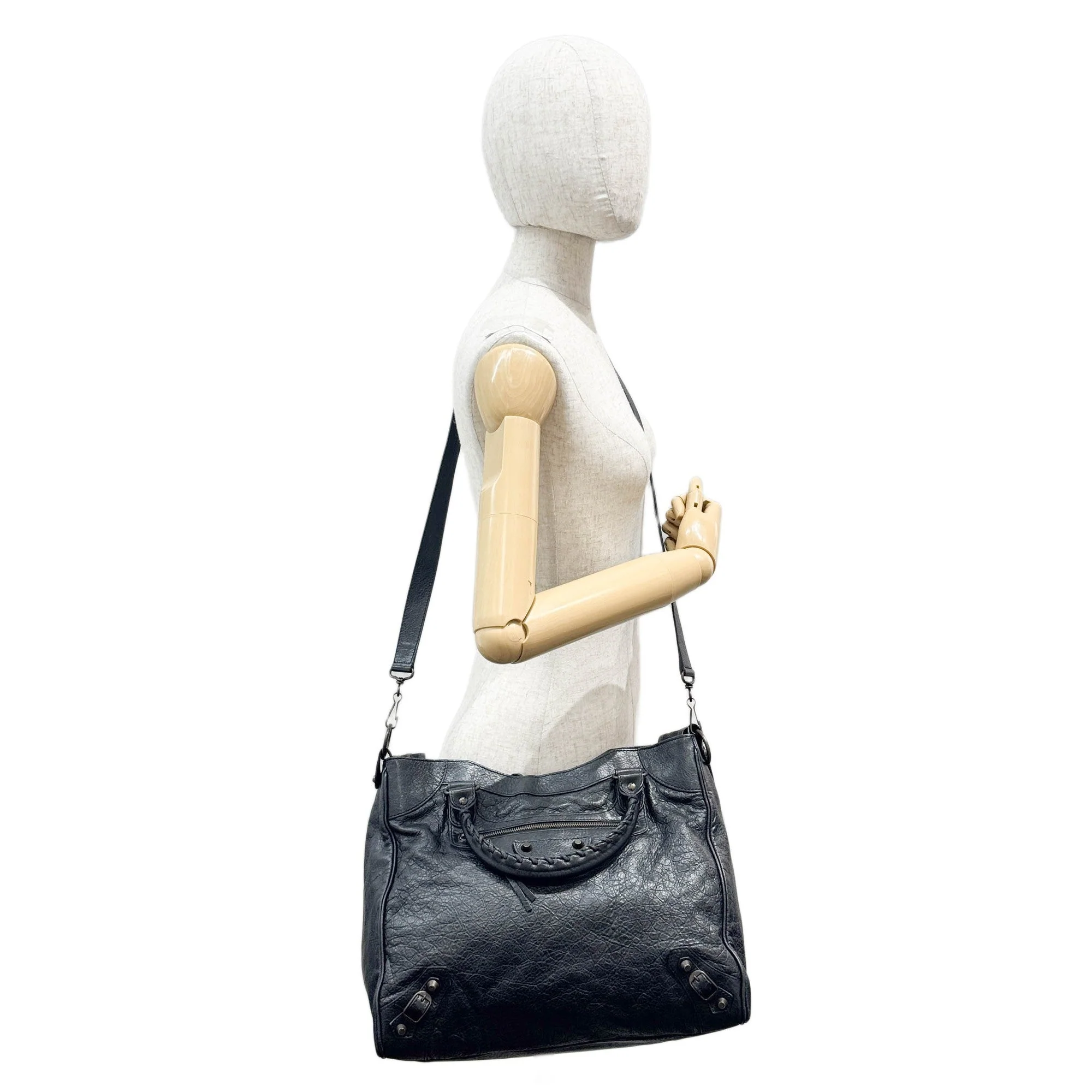 Velo Black Leather Two-Way Bag - Image 3