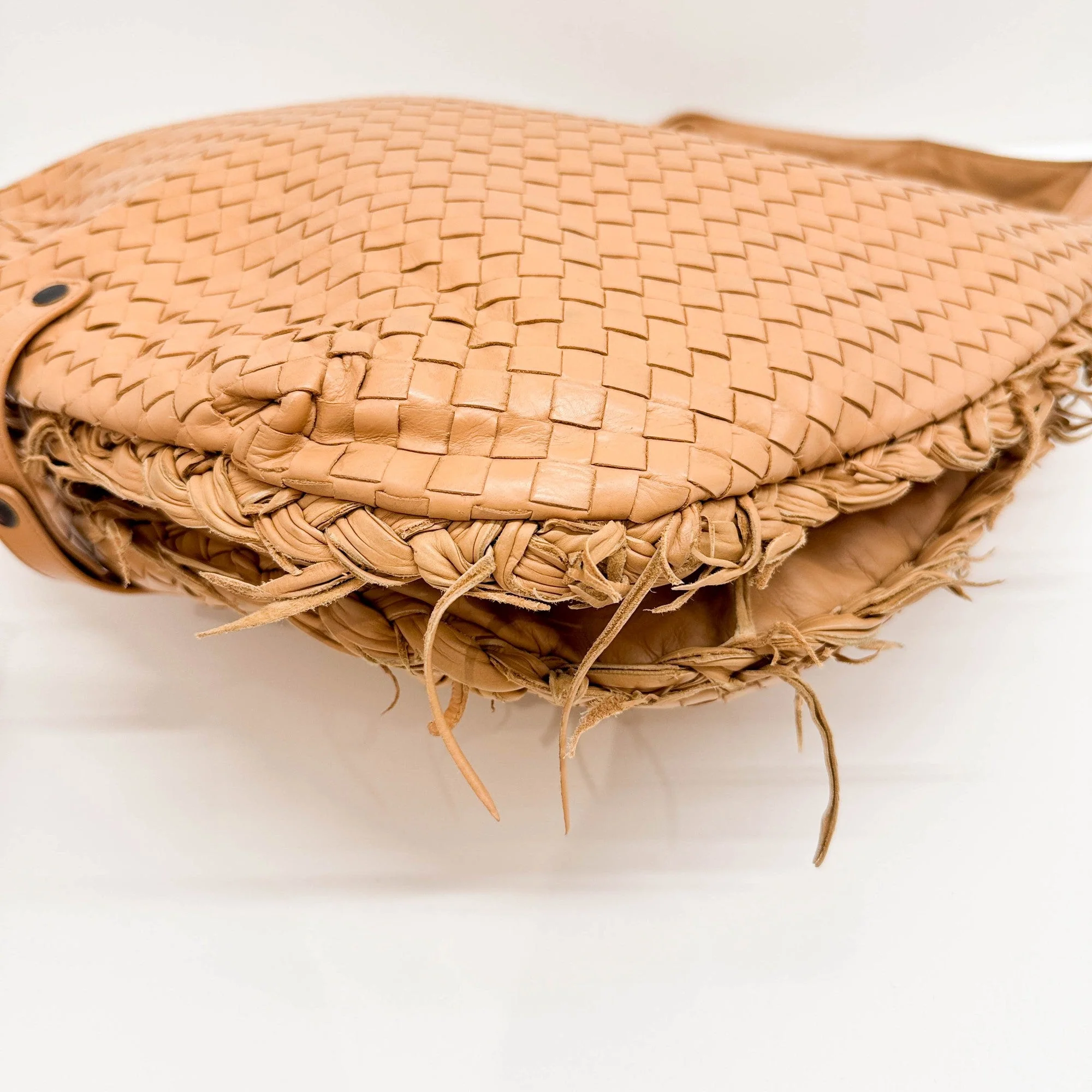 Veneta Double Pouch Intrecciato Caramel Brown Leather Shoulder Bag - Image 10