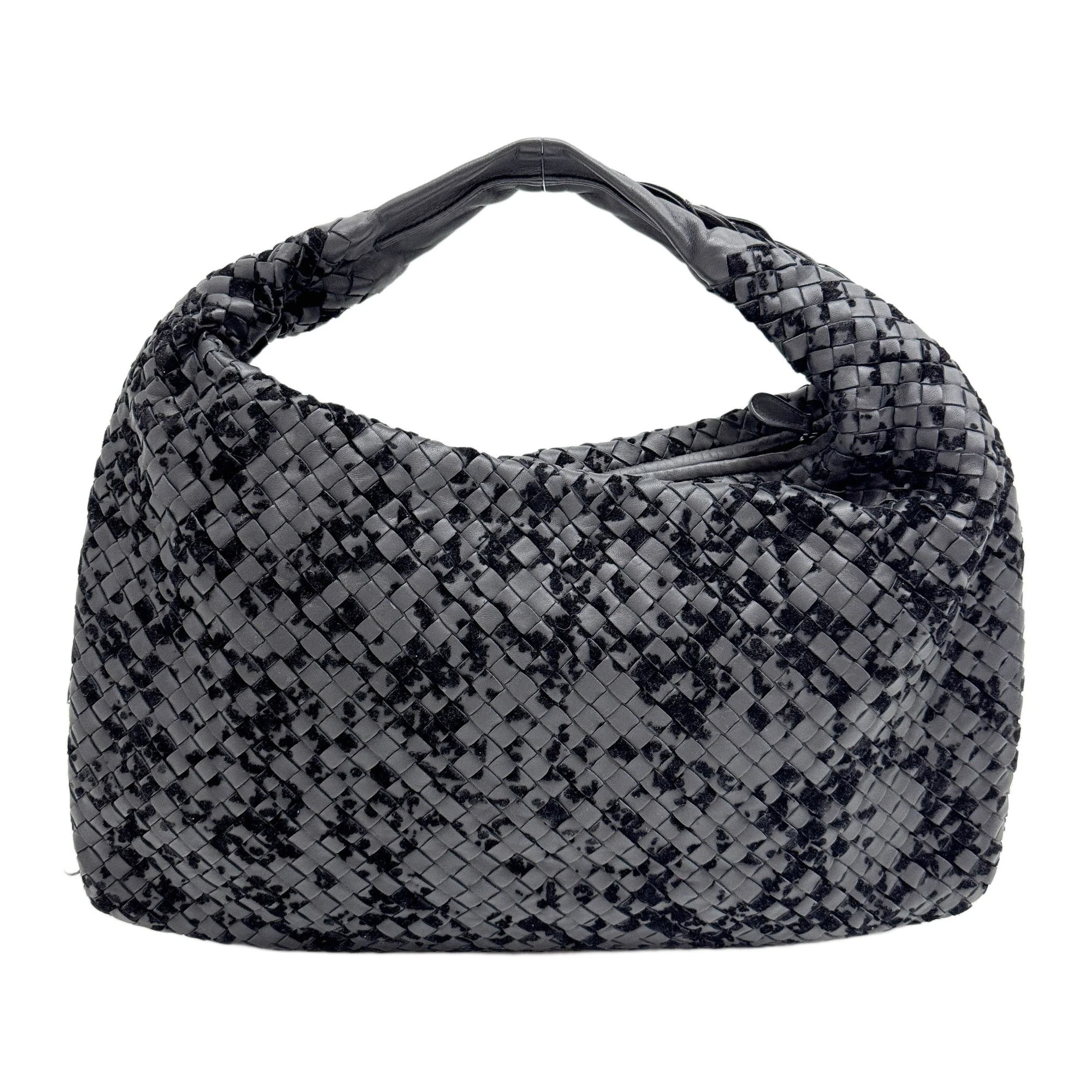 Veneta Intrecciato Black Leather & Suede Shoulder Bag - Image 2