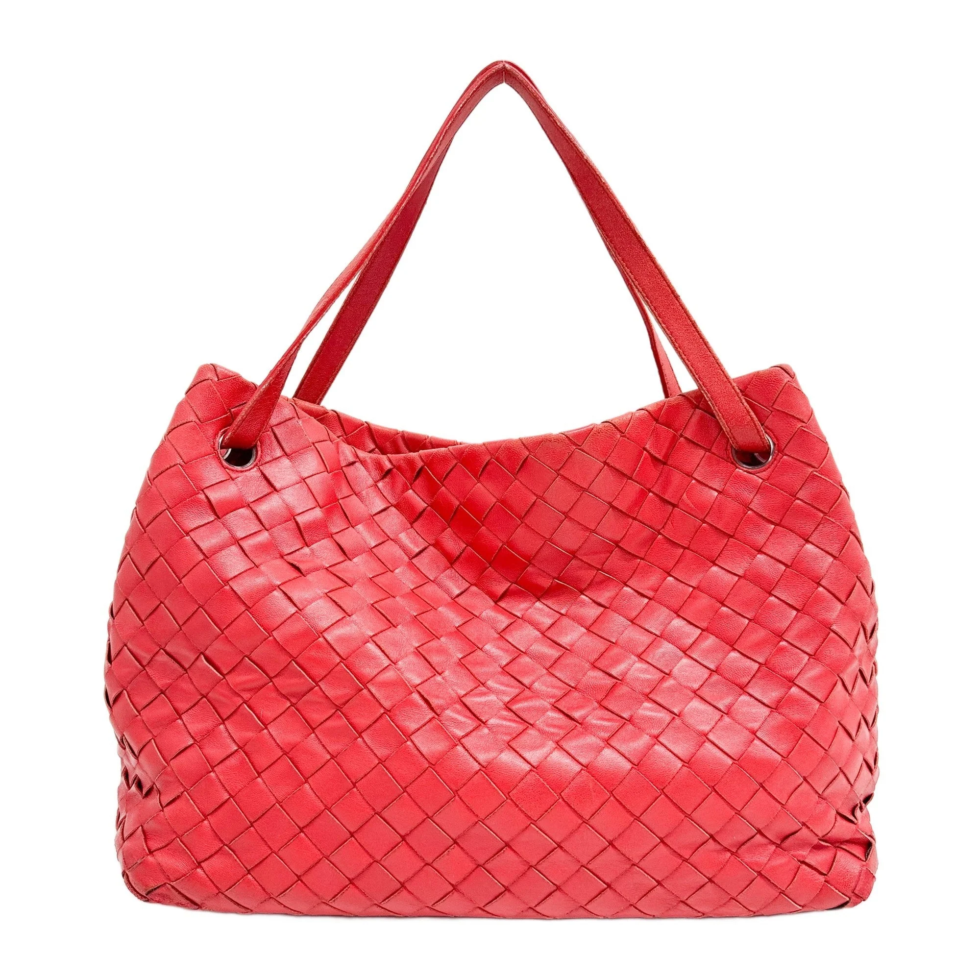 Veneta Intrecciato Blood Orange Red Leather Shoulder Bag - Image 2