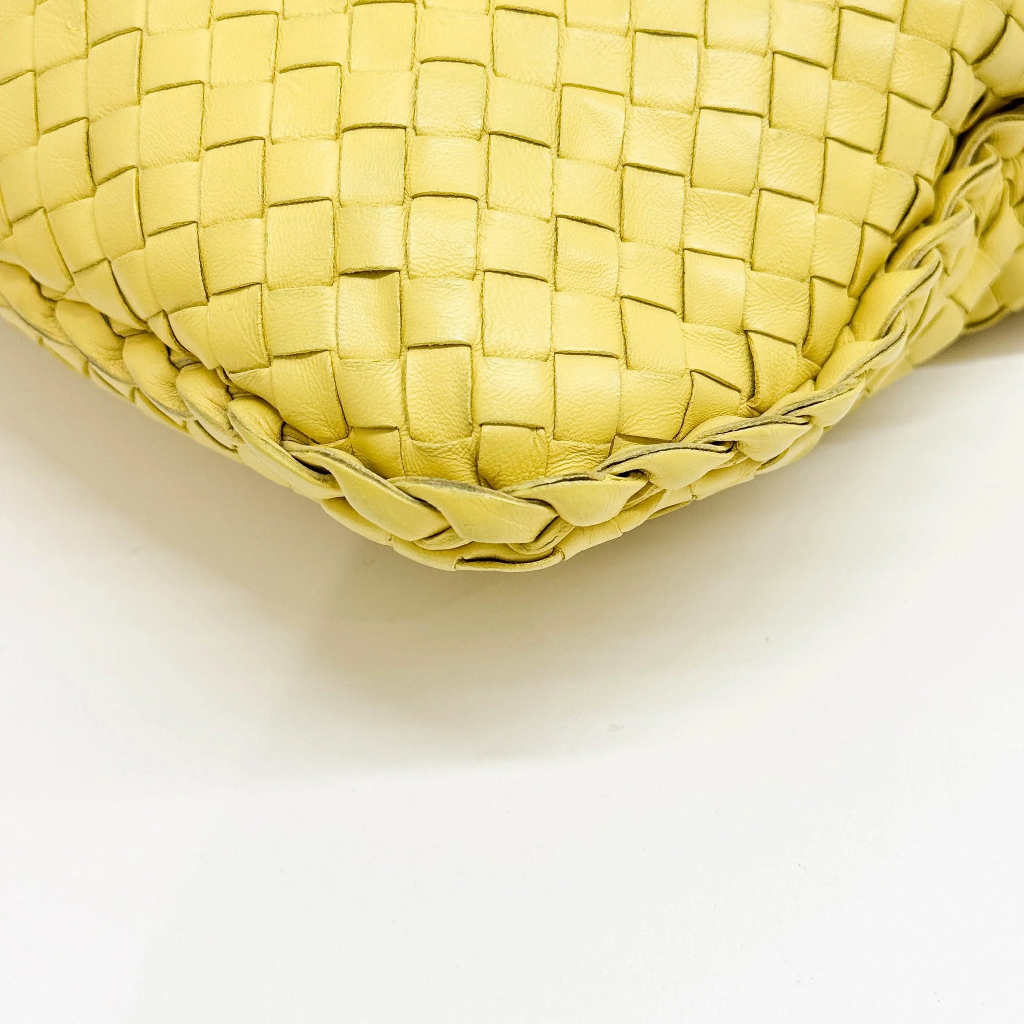 Veneta Intrecciato Lemon Yellow Leather Shoulder Bag - Image 9