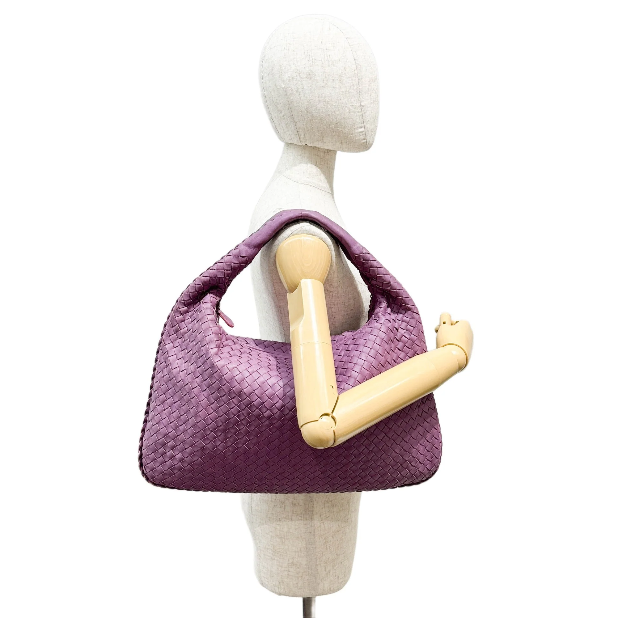 Veneta Intrecciato Purple Leather Shoulder Bag - Image 3
