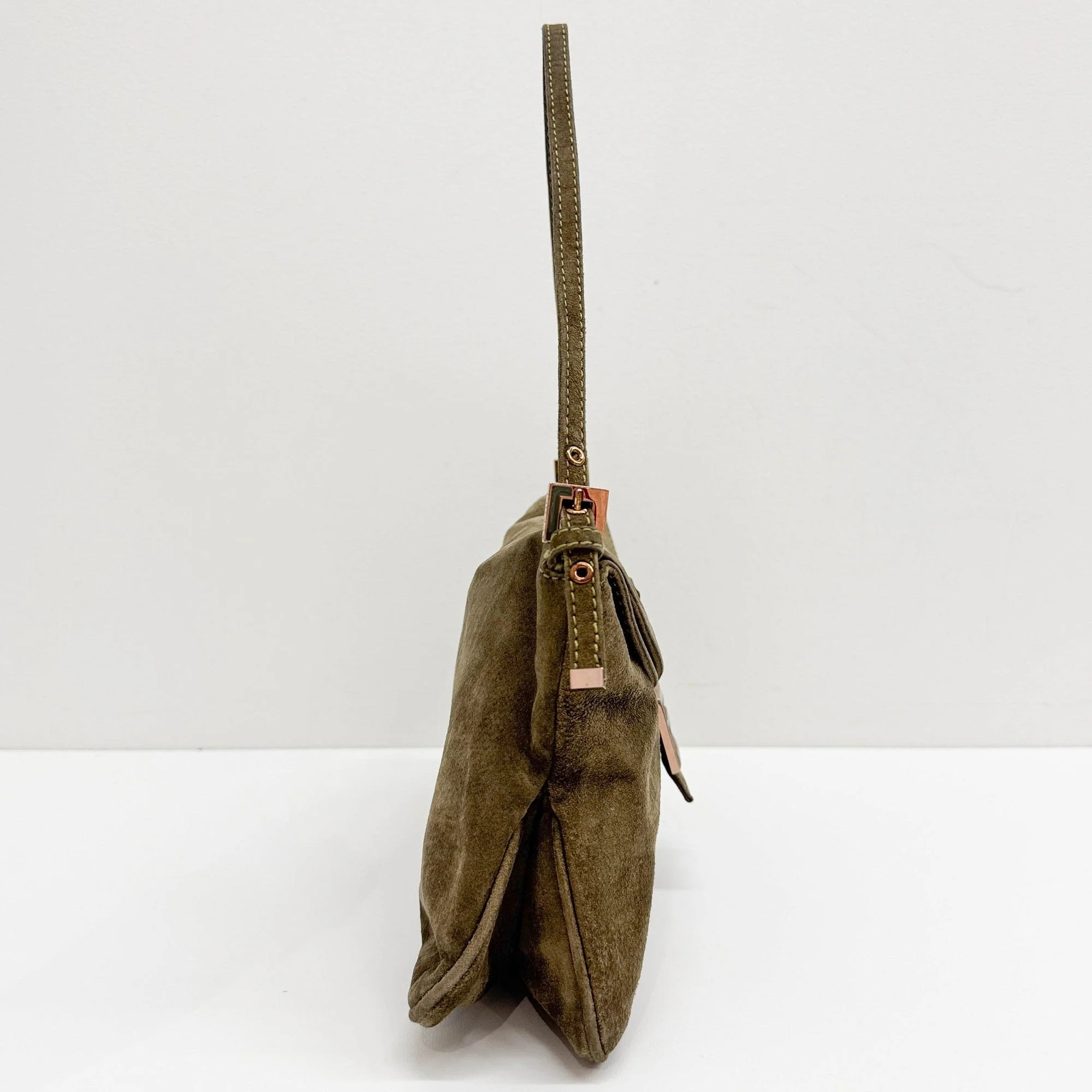 Vintage Baguette Brown Suede Shoulder Bag - Image 4