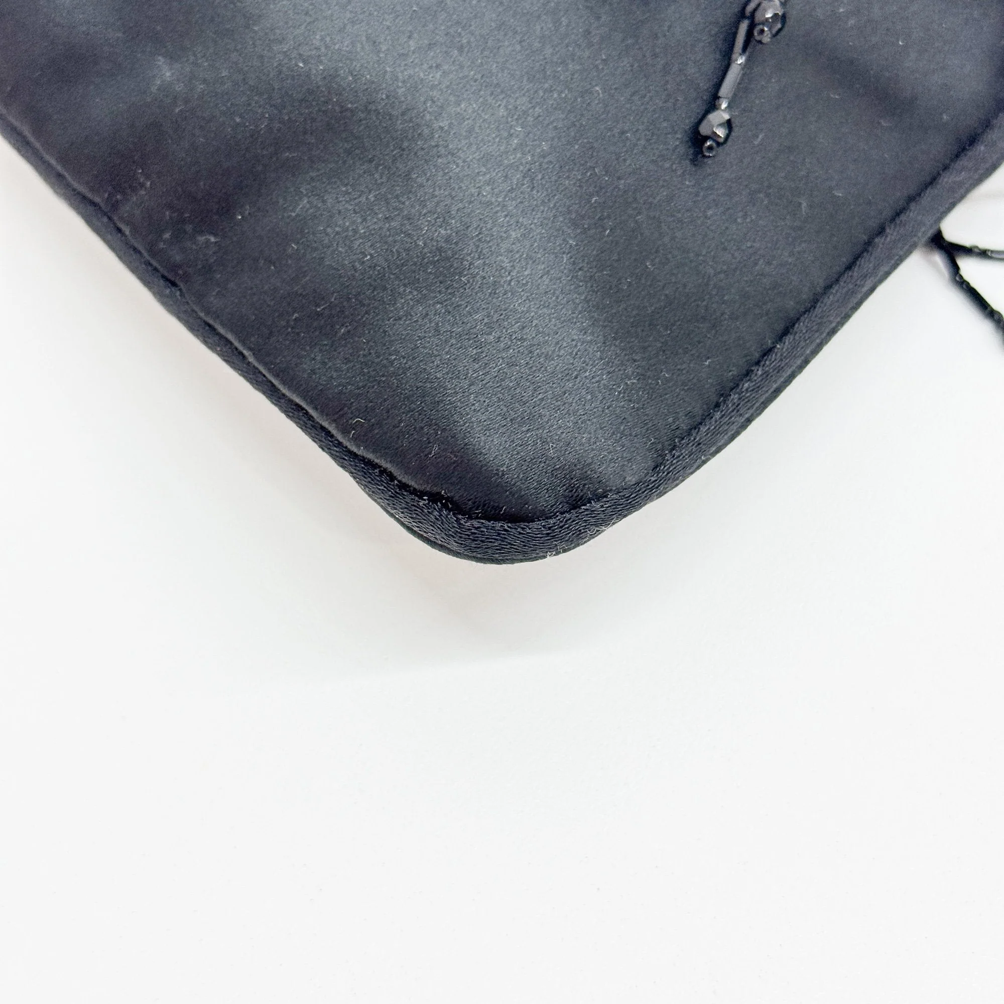 Vintage Beaded Black Satin Shoulder Bag - Image 10