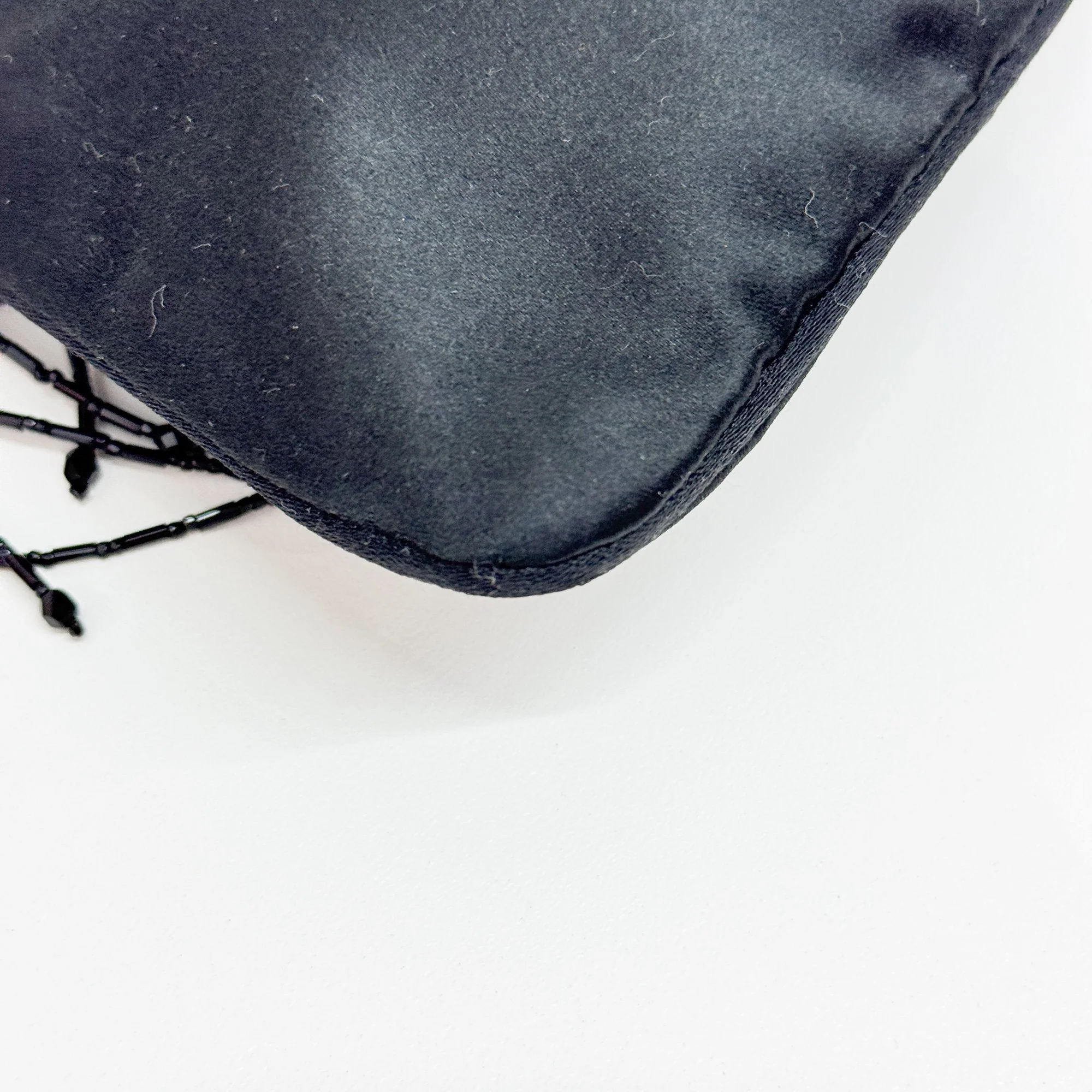 Vintage Beaded Black Satin Shoulder Bag - Image 11