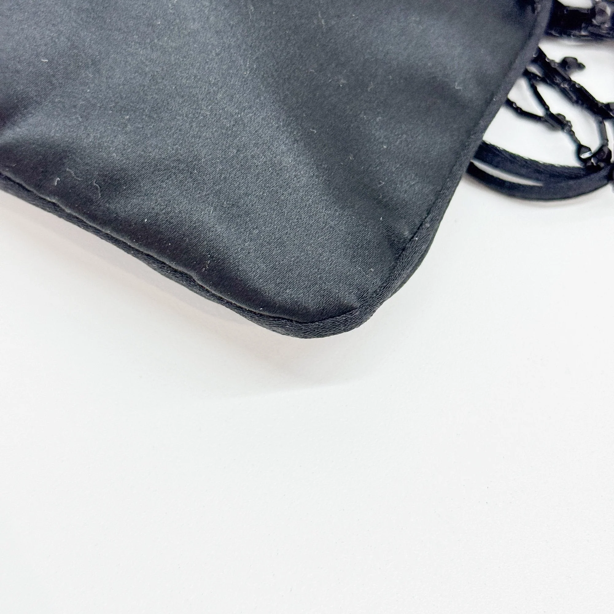 Vintage Beaded Black Satin Shoulder Bag - Image 12