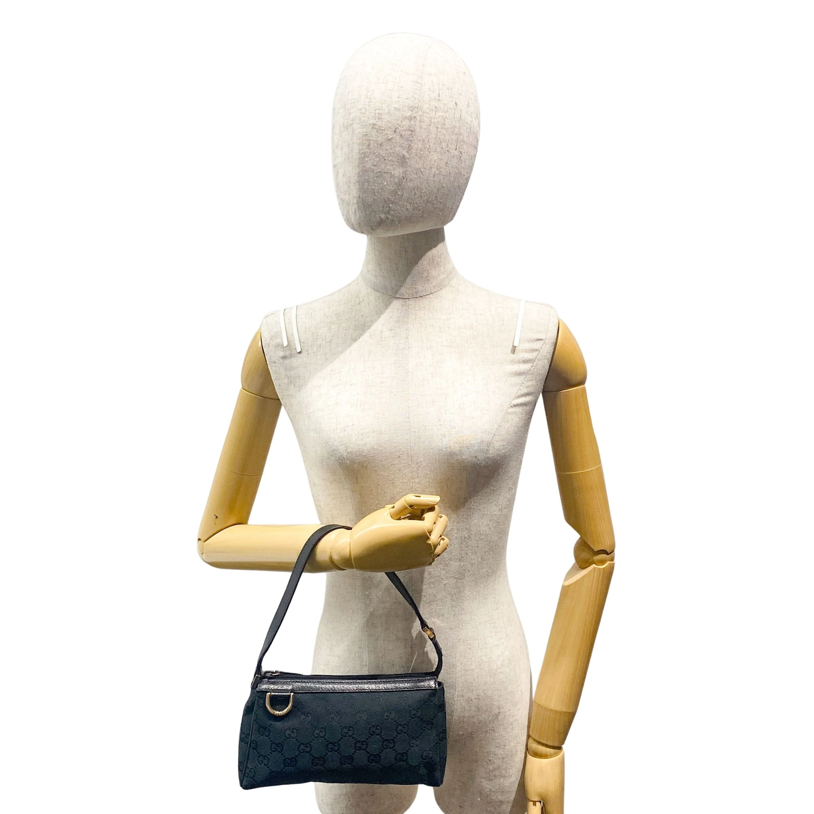 Vintage Black Canvas Hand Bag - Image 3