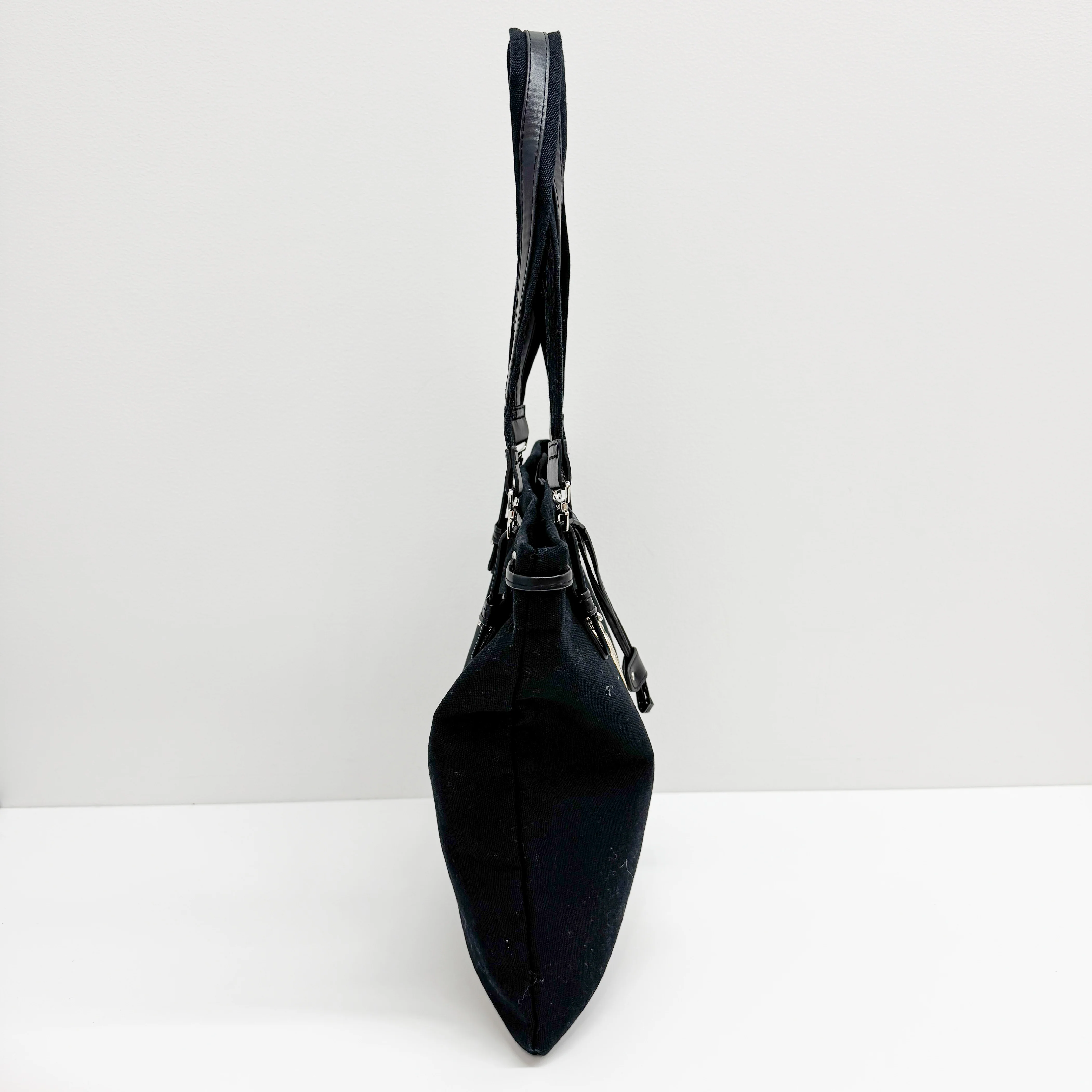 Vintage Black Canvas Shoulder Bag - Image 4